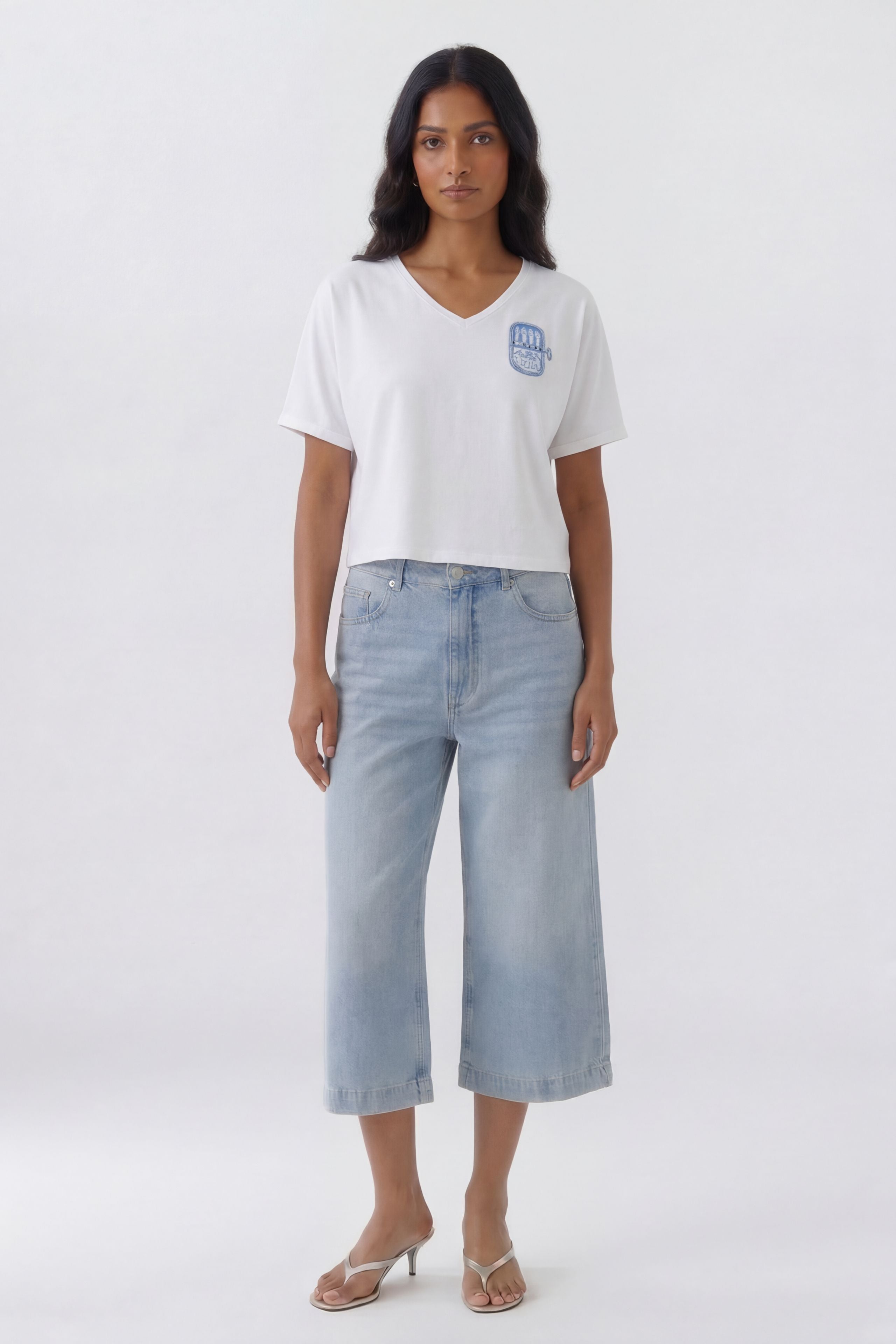 OUI T-Shirt mit Pailletten und Perlchen