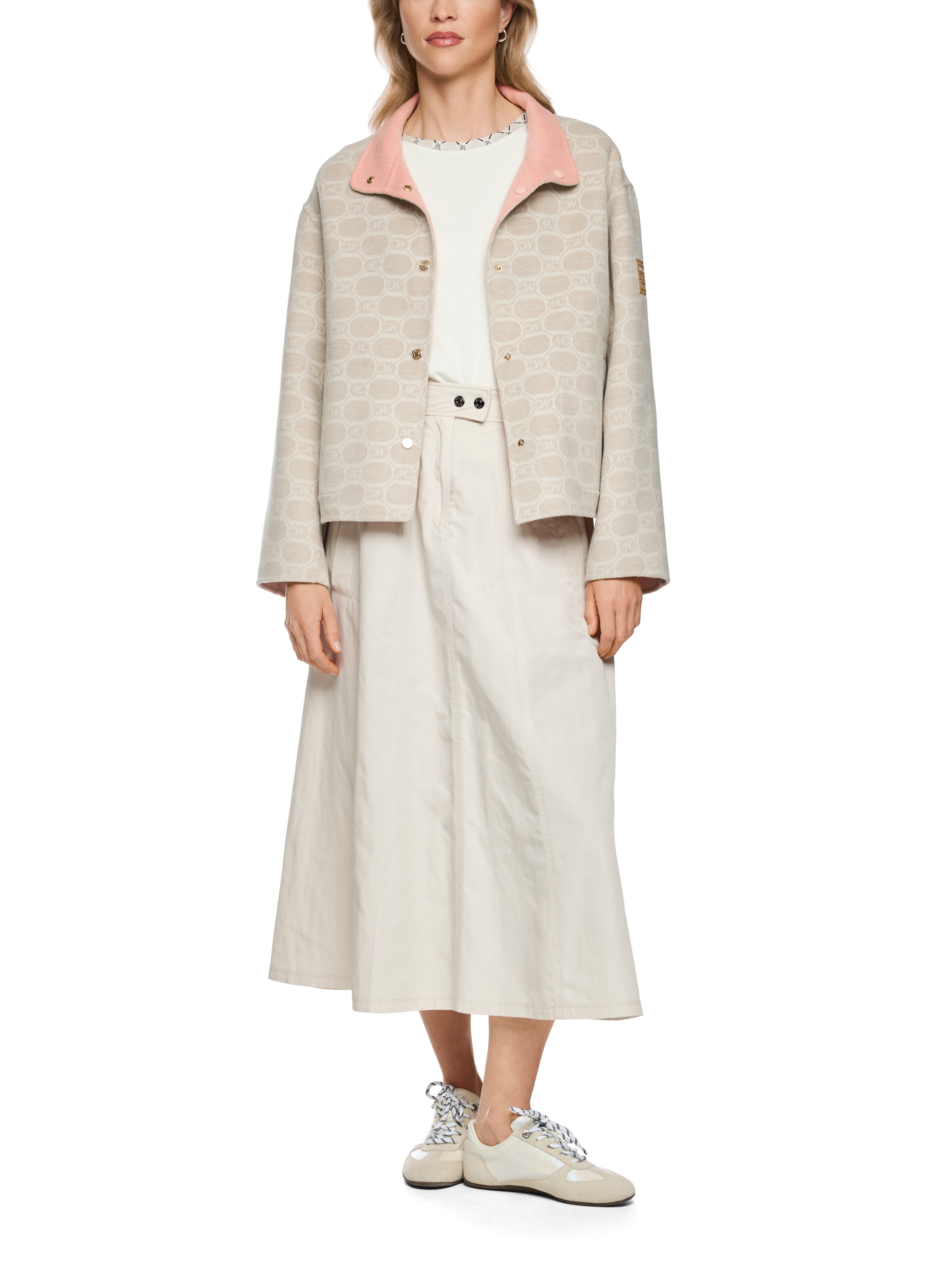 Marc Cain Wollmix-Wendejacke mit Chain-Logo-Print