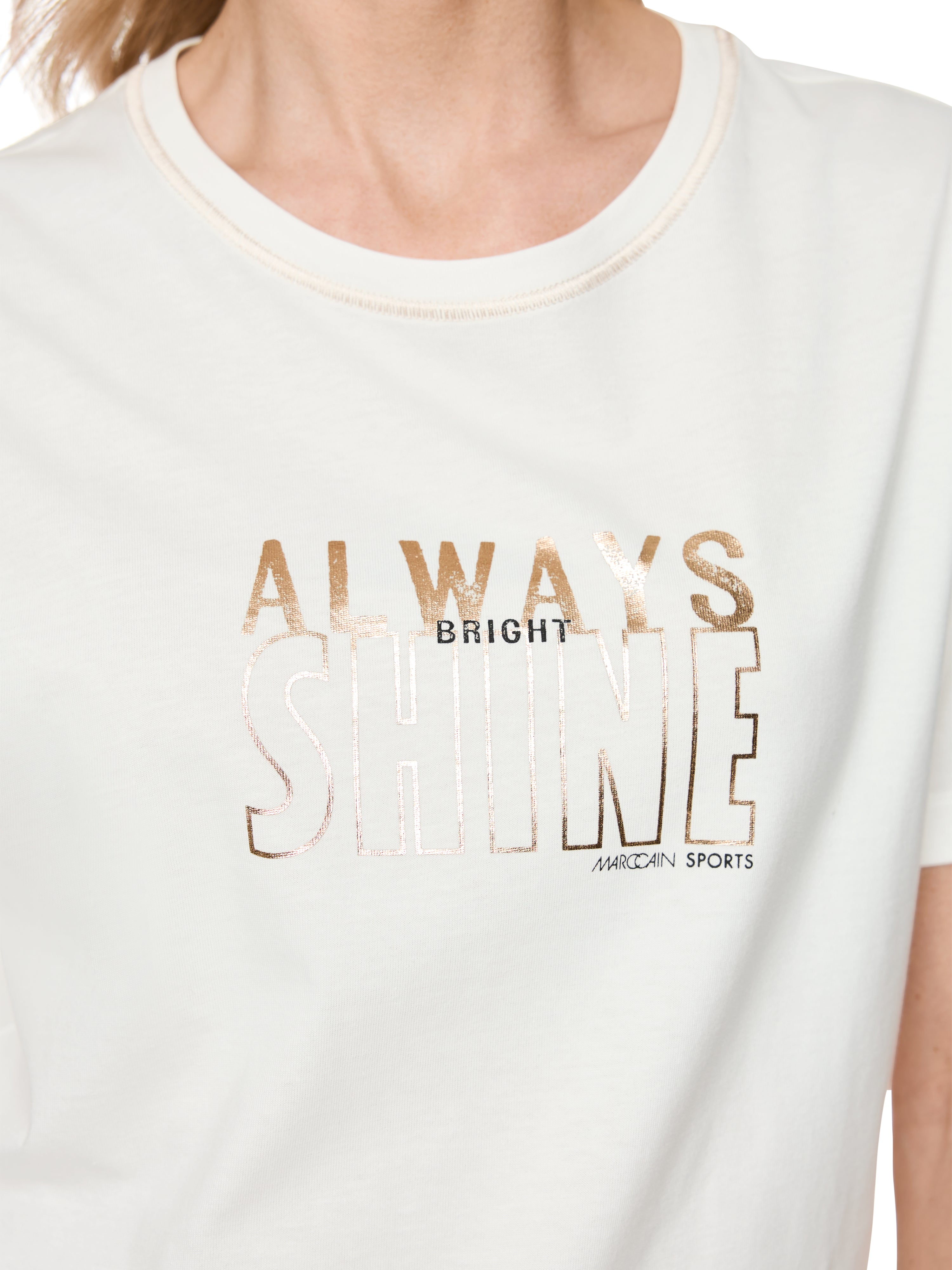 Marc Cain Biobaumwoll-Shirt mit Glanz-Druck
