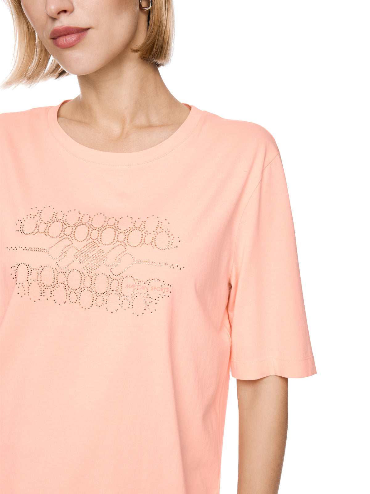 Marc Cain Baumwoll-Shirt mit Hotfix-Steinchen