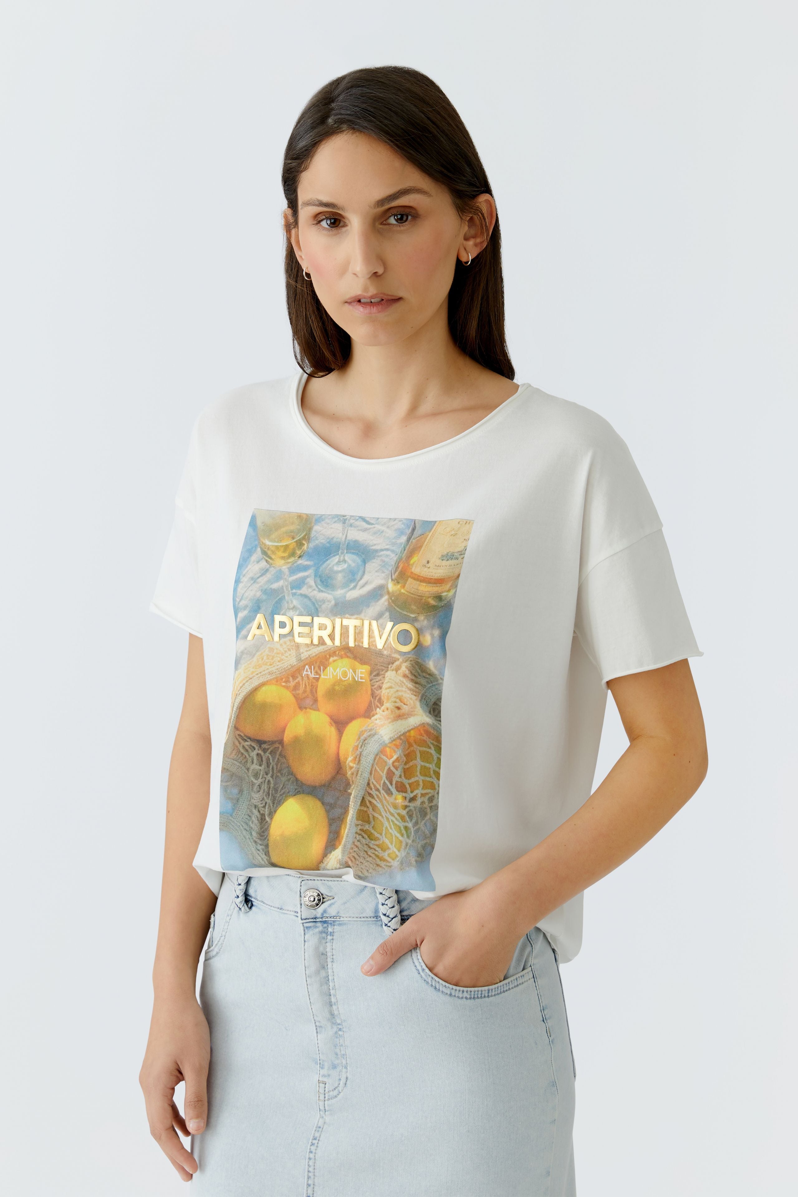 OUI Lässiges oversized T-Shirt mit Zitronendruck