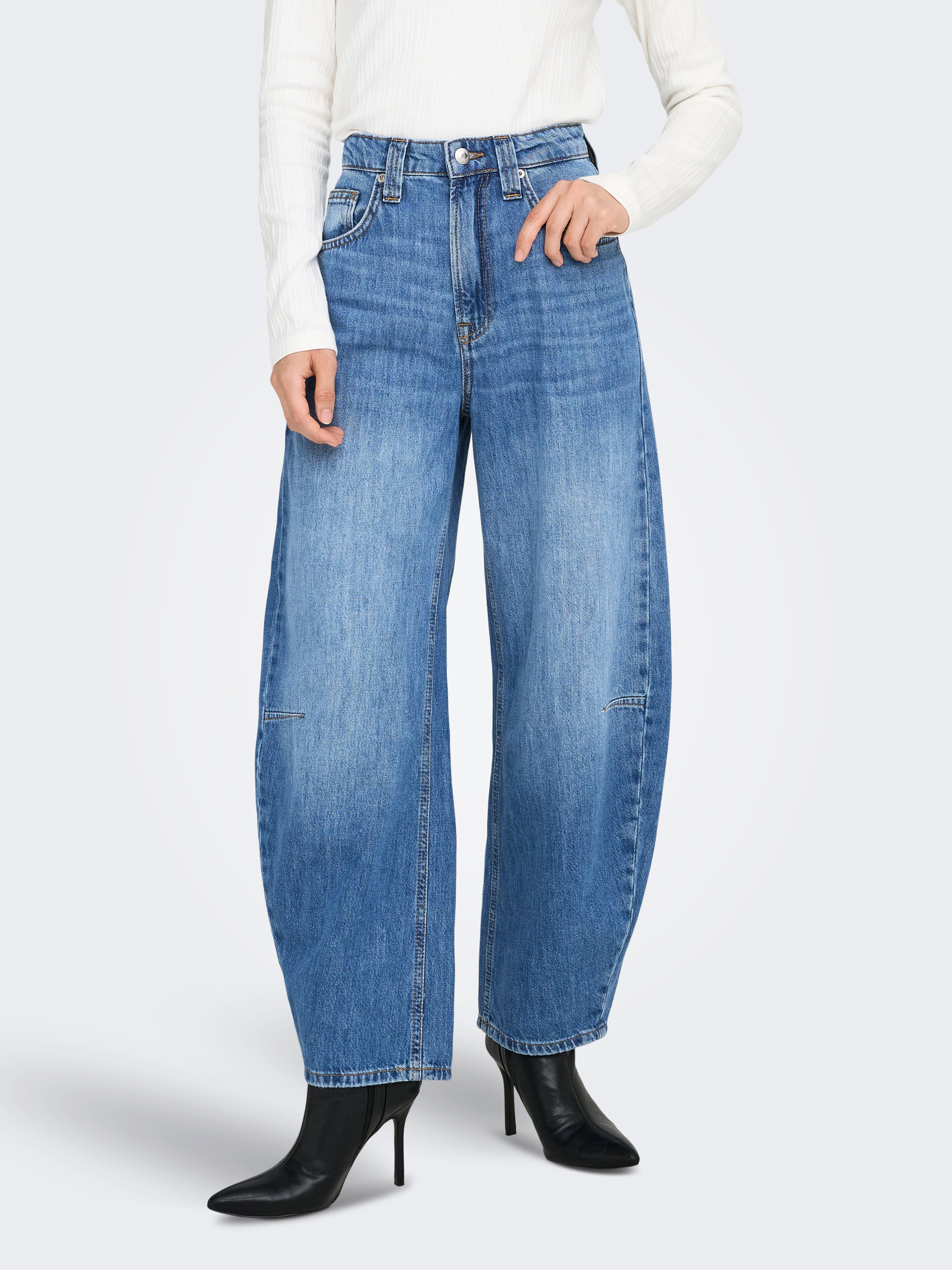 Only Hohe Taille Barrel Fit Knöchellang Jeans ONLFRANKIE