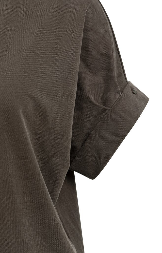 Yaya Jersey-Kleid mit kurzen plissierten Ärmeln