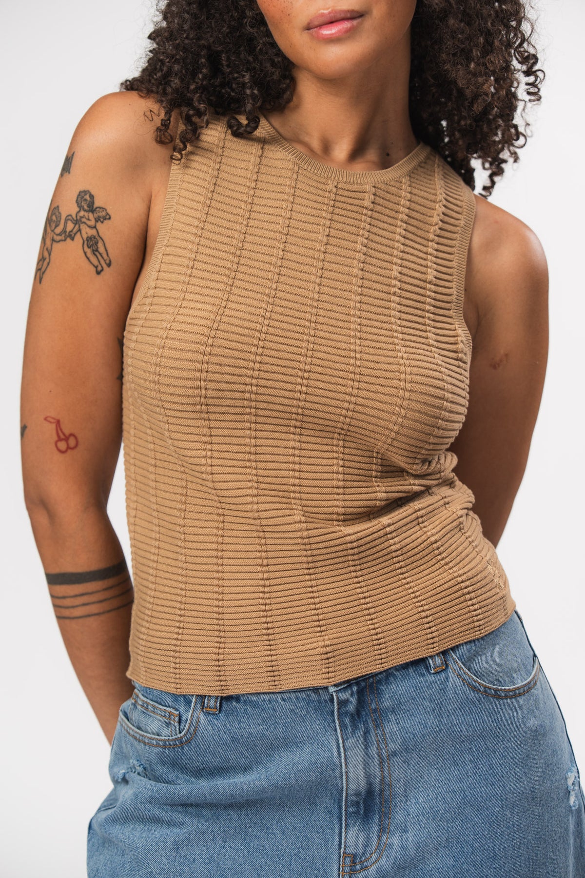 Karo Kauer Knit Top Warm Beige