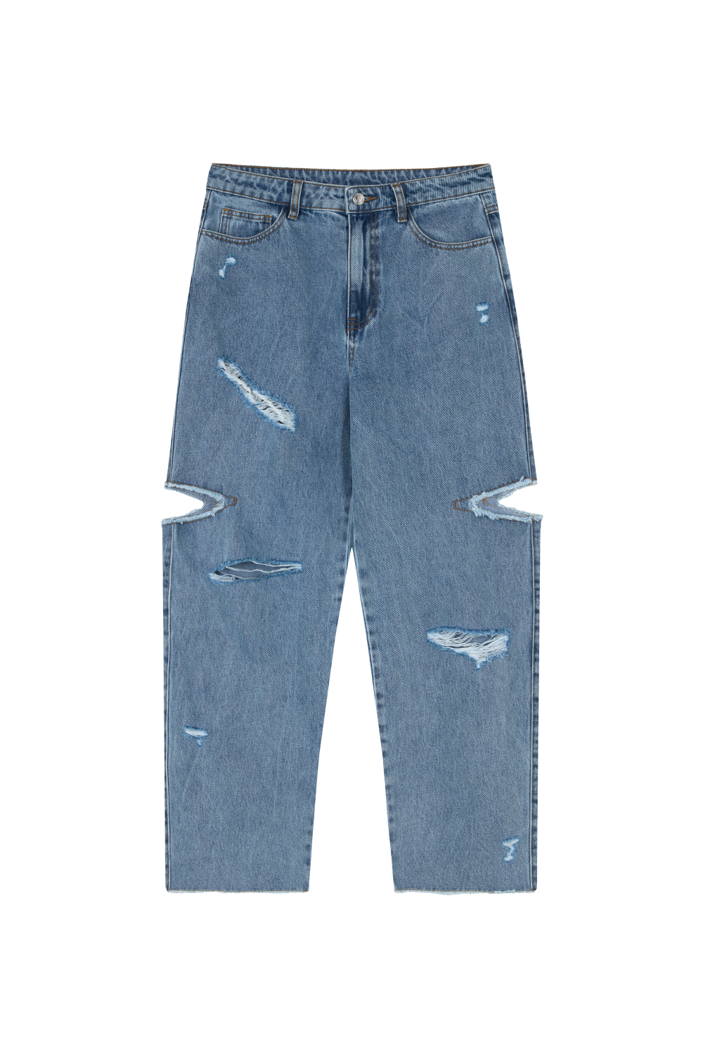 Karo Kauer Denim Pants Cut Out Distressed