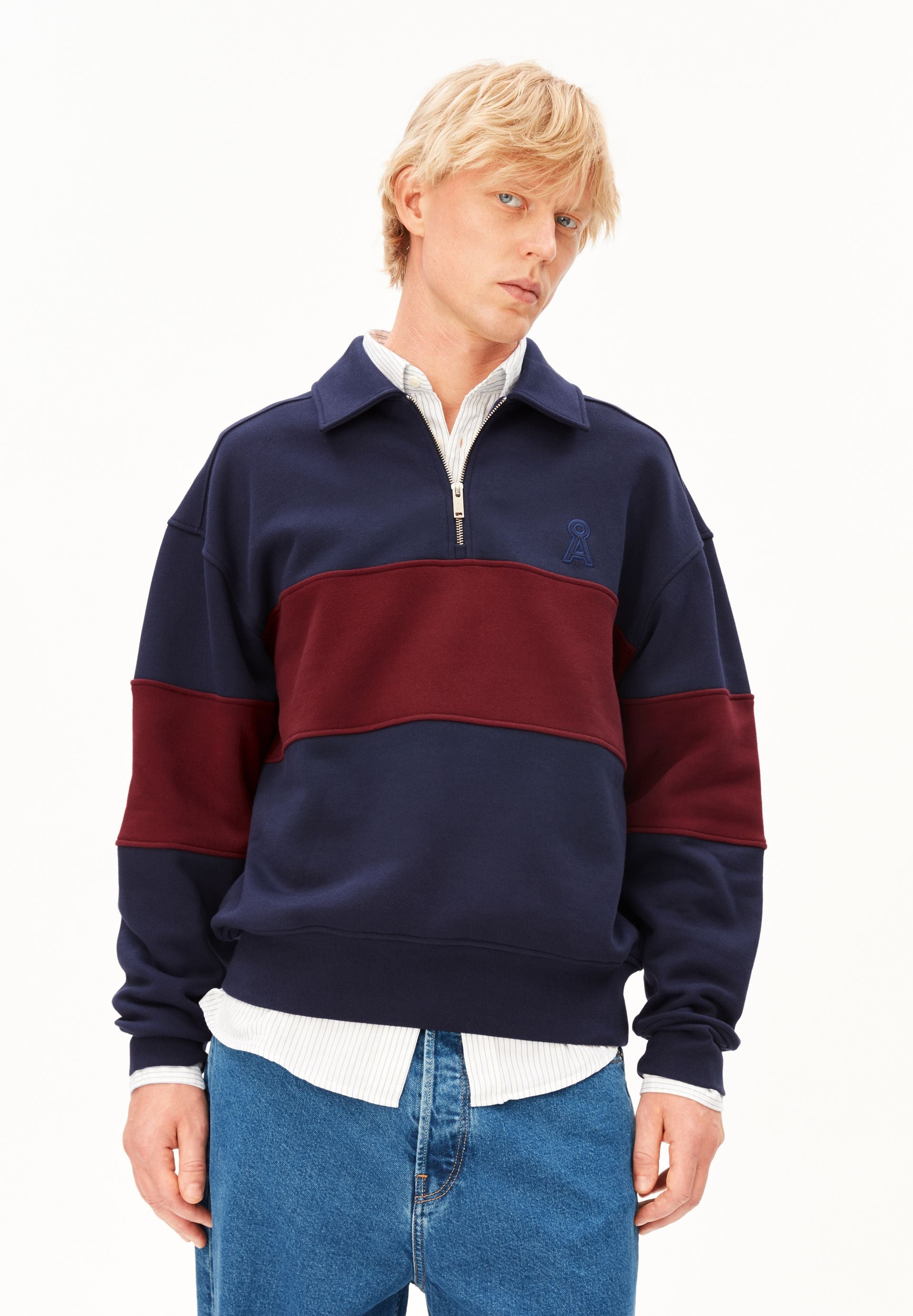 armedangels Gestreiftes Troyer Sweatshirt aus Bio-Baumwolle