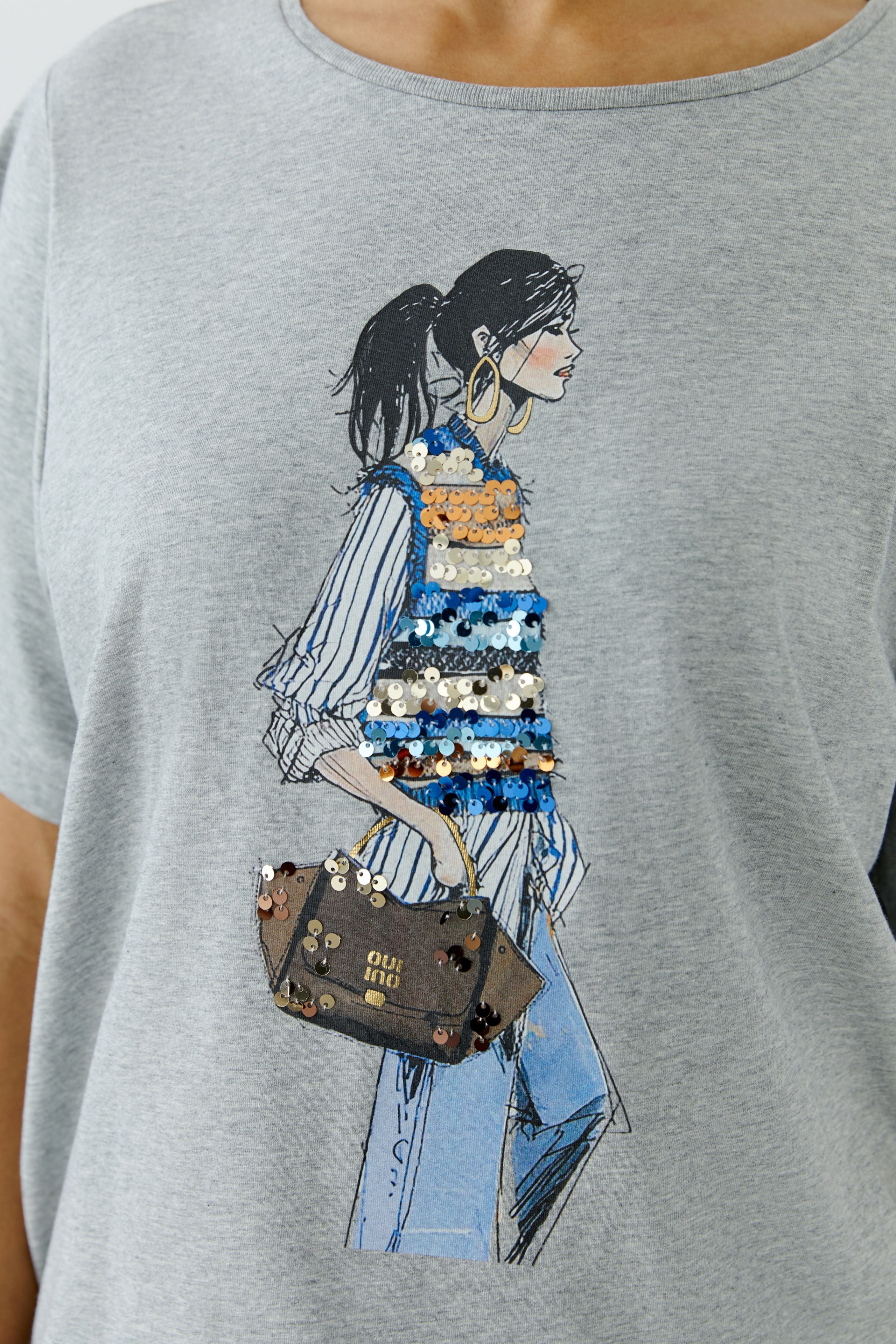 OUI T-Shirt im lässigen Shape mit Druck