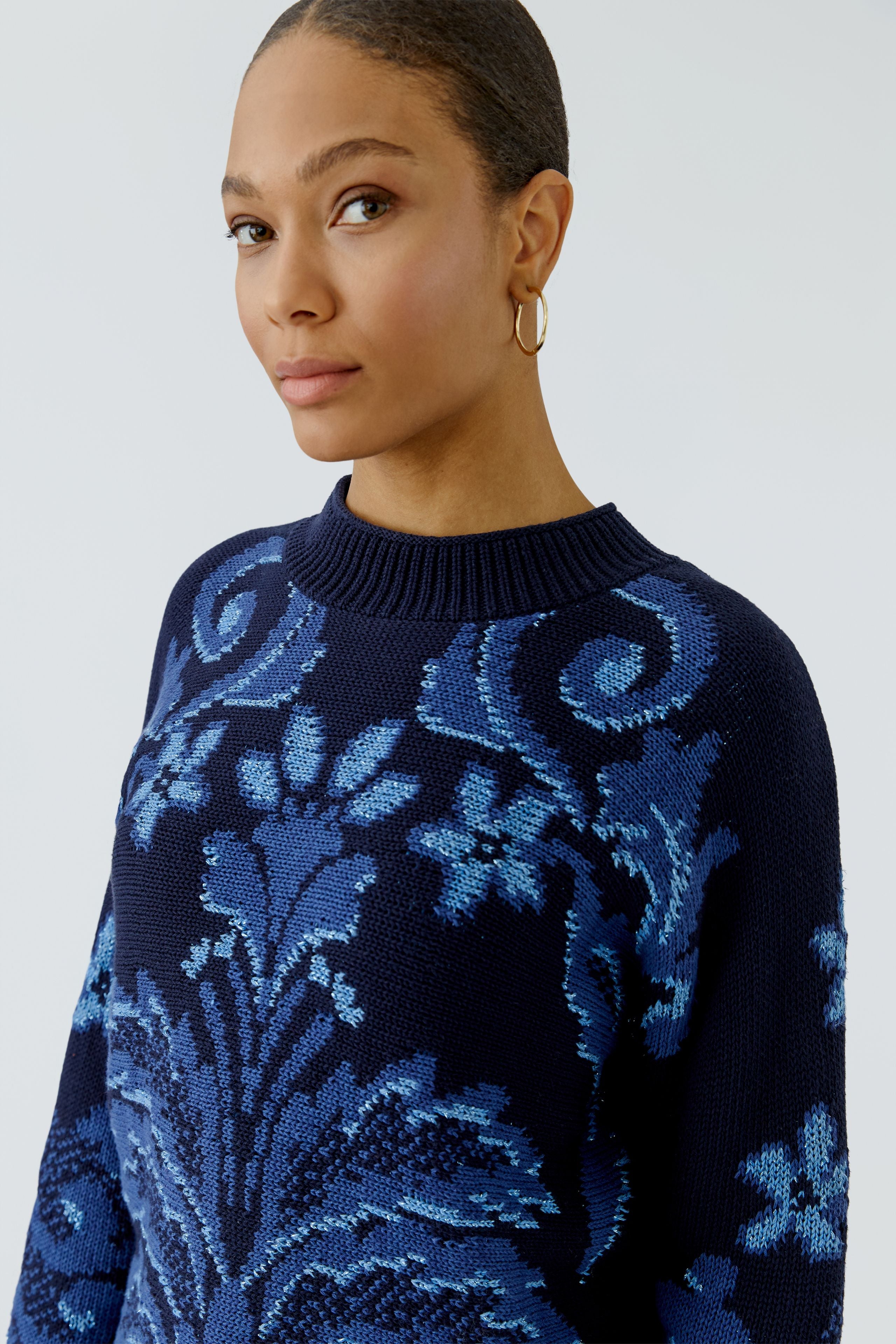 OUI Jacquard-Pullover mit Glanzgarn