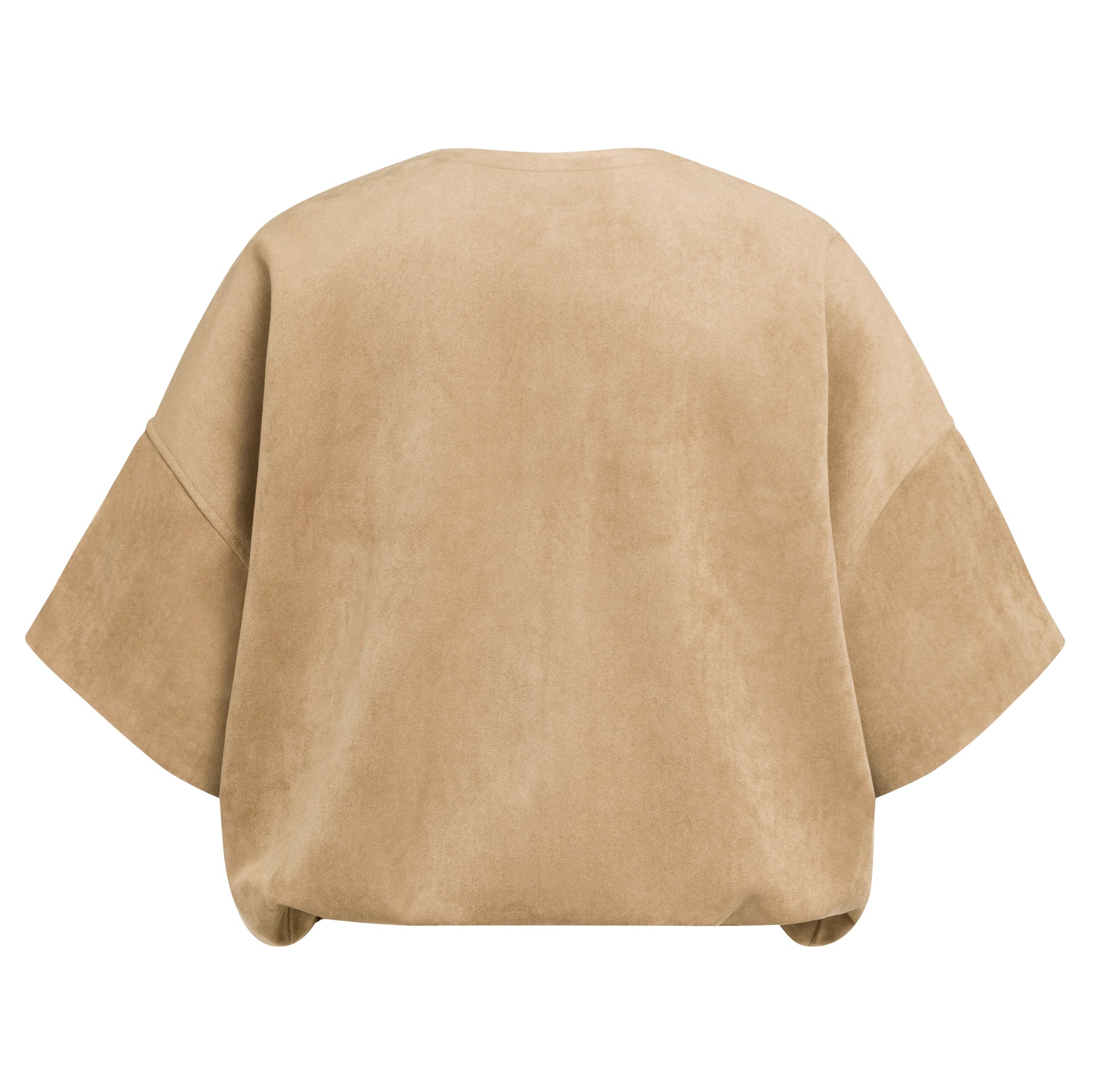 Oversized-Kurzarm-Wildlederjacke