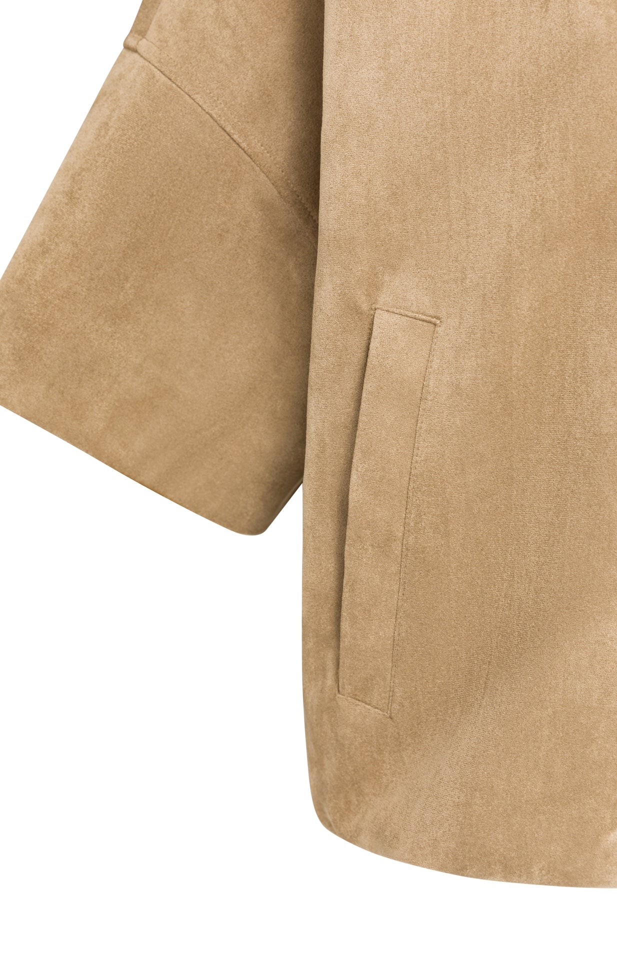 Oversized-Kurzarm-Wildlederjacke