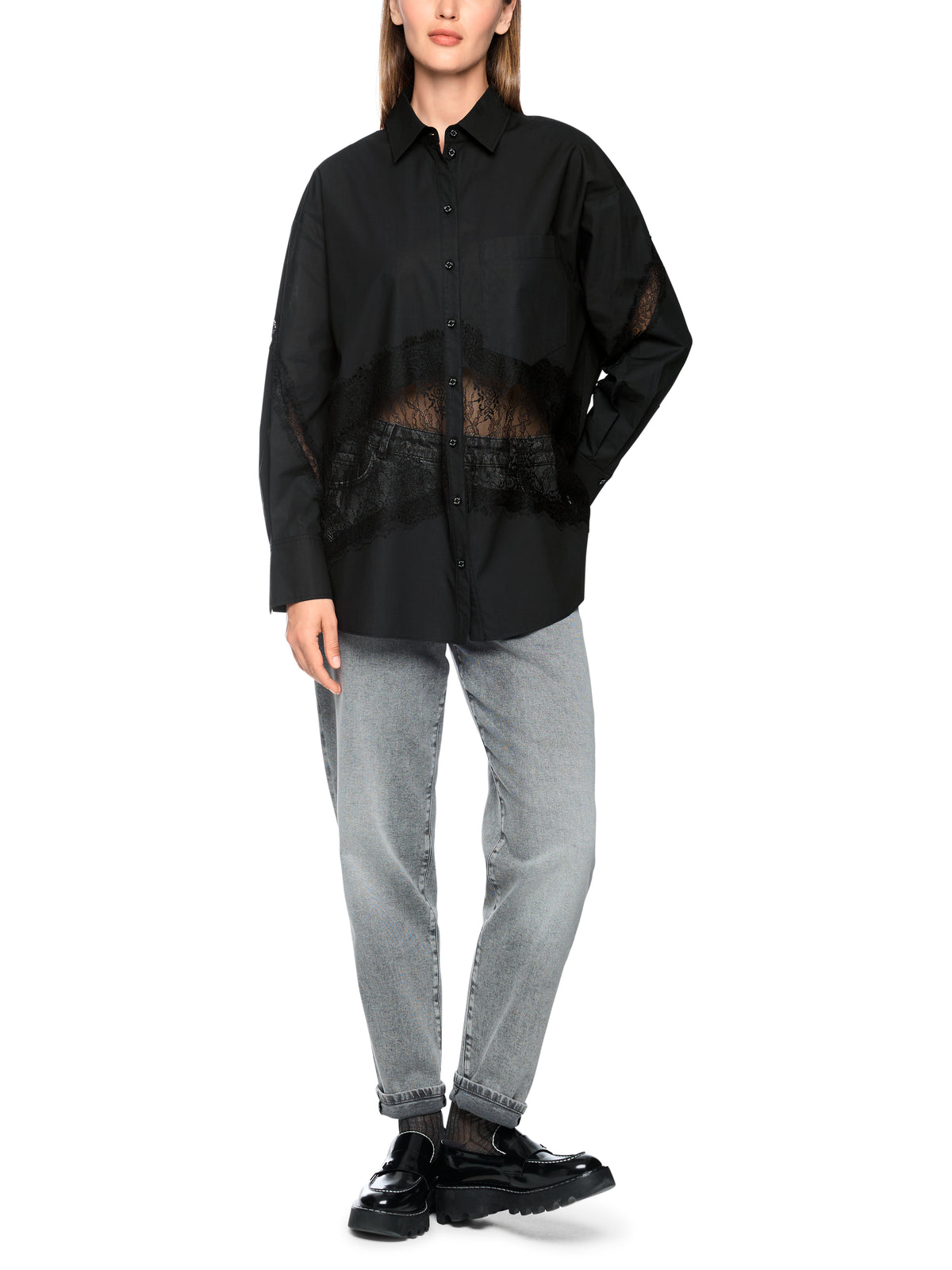 Bluse mit Spitzeneinsätzen