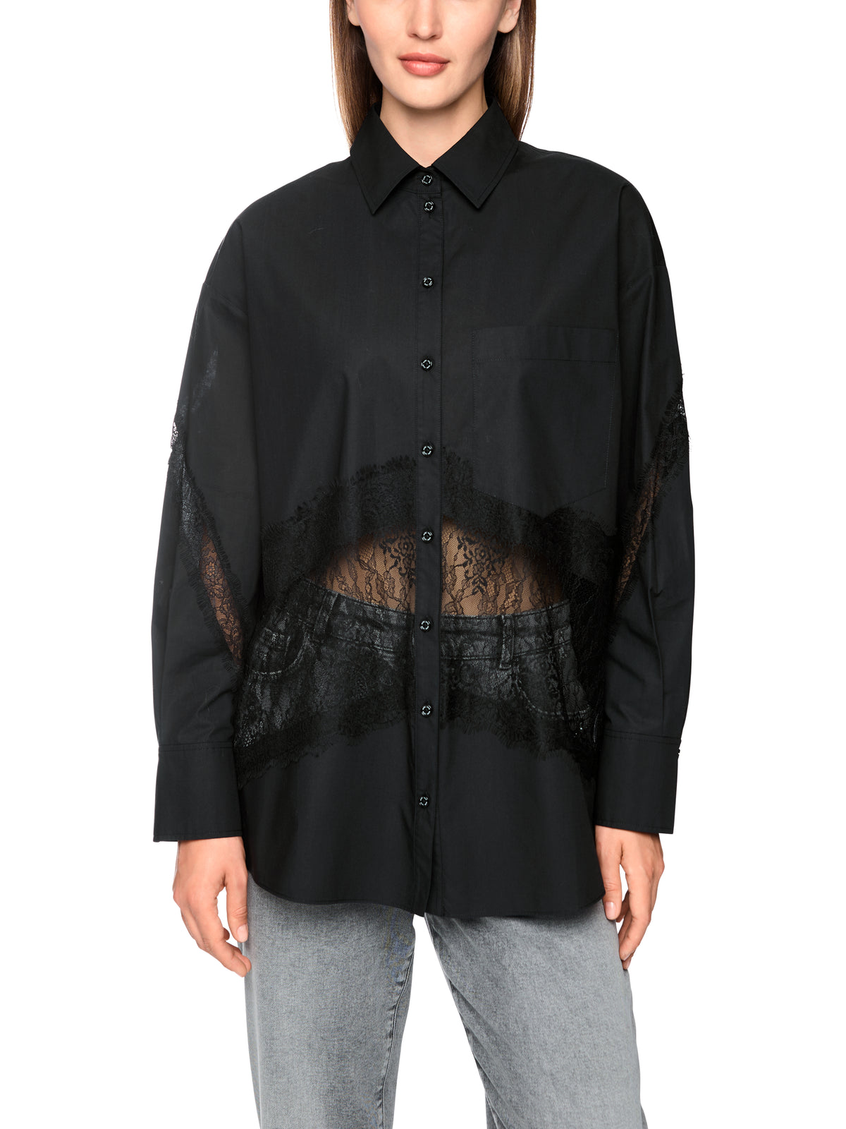 Bluse mit Spitzeneinsätzen