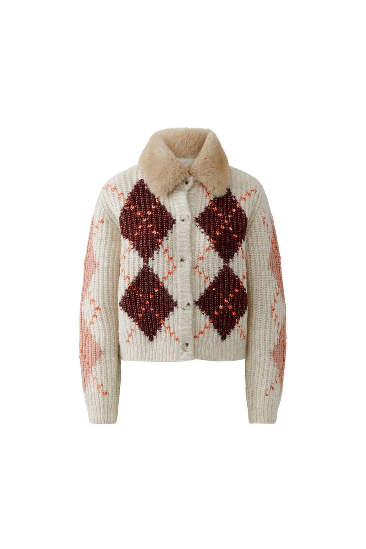 Strickjacke mit abknöpfbaren Kunstfellkragen