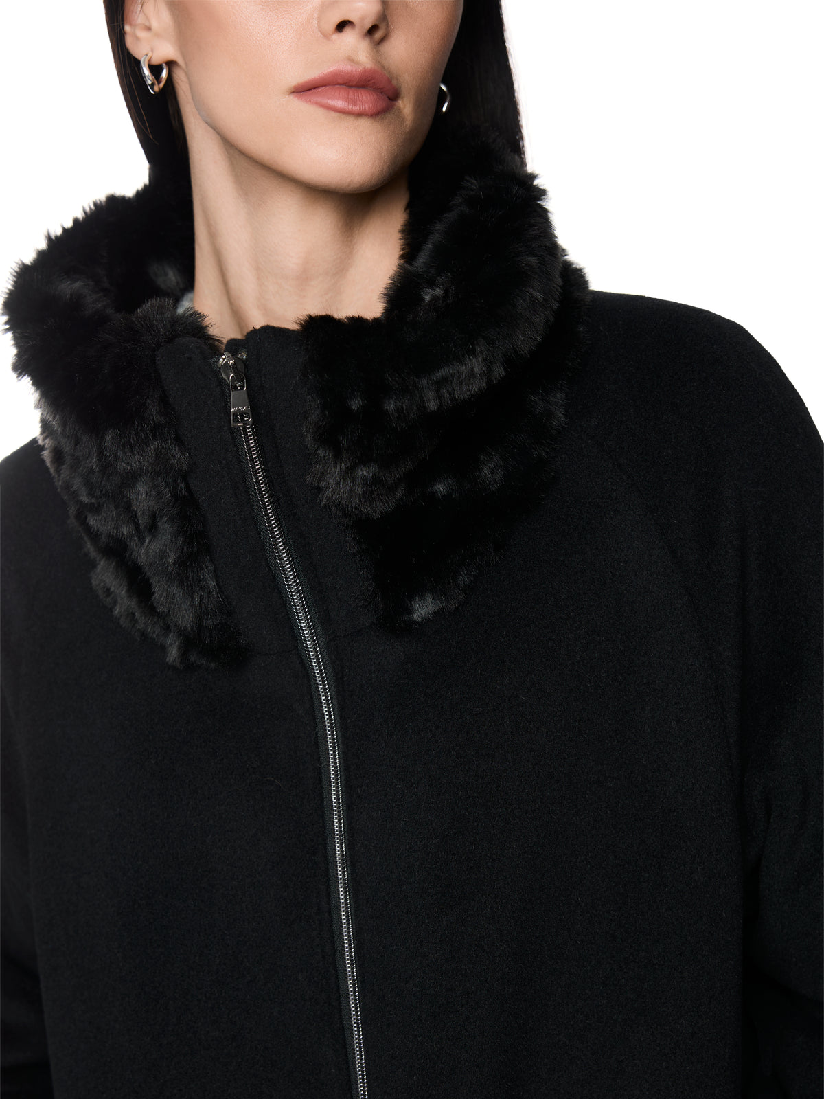 Alpakamix-Mantel mit Fake Fur