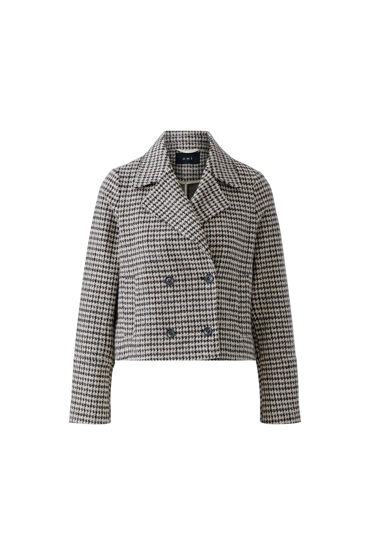 Jersey-Doppelreiherjacke mit Pepita Jacquard