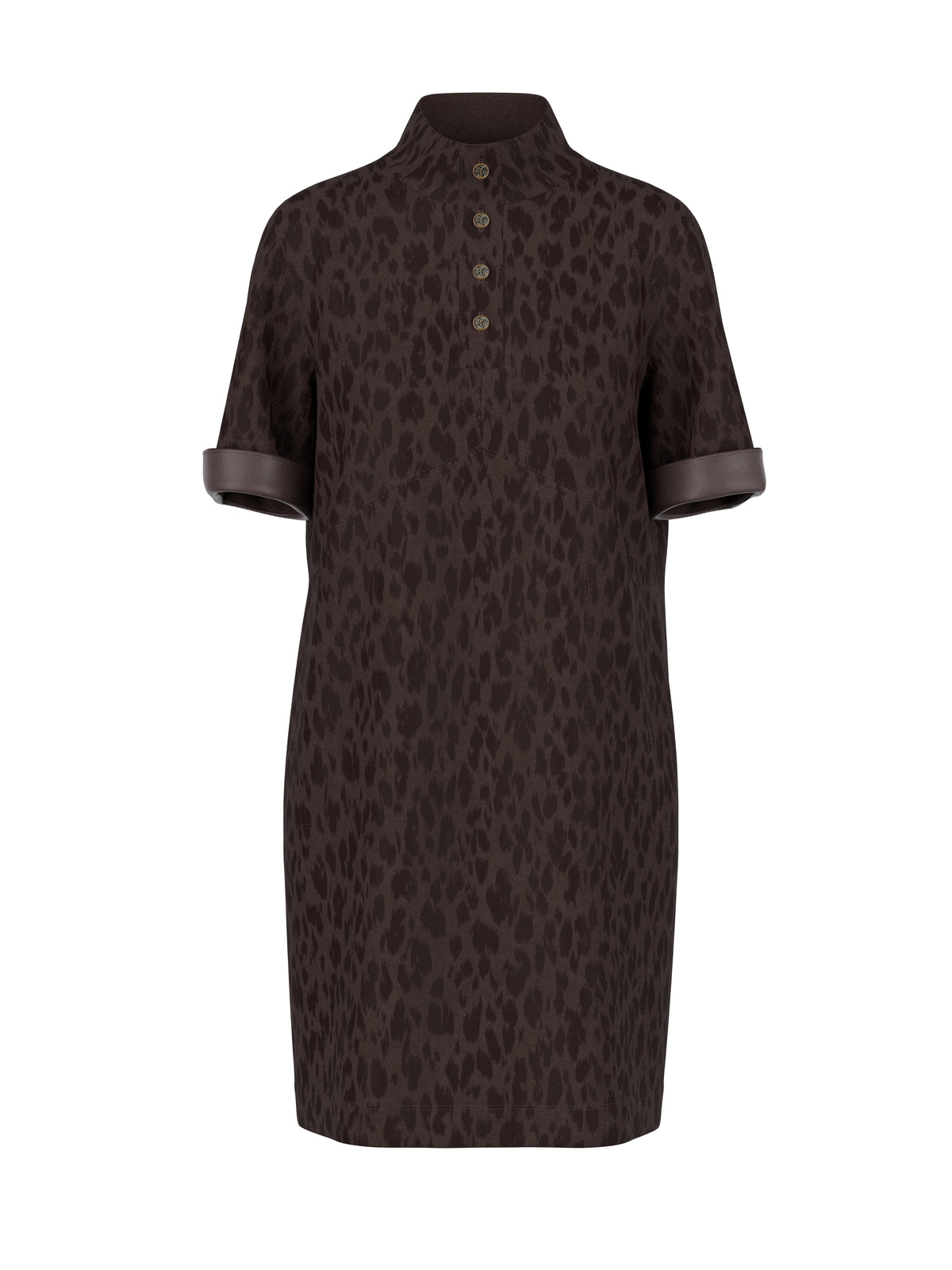 Kleid in Fake-Velours mit Leo-Look