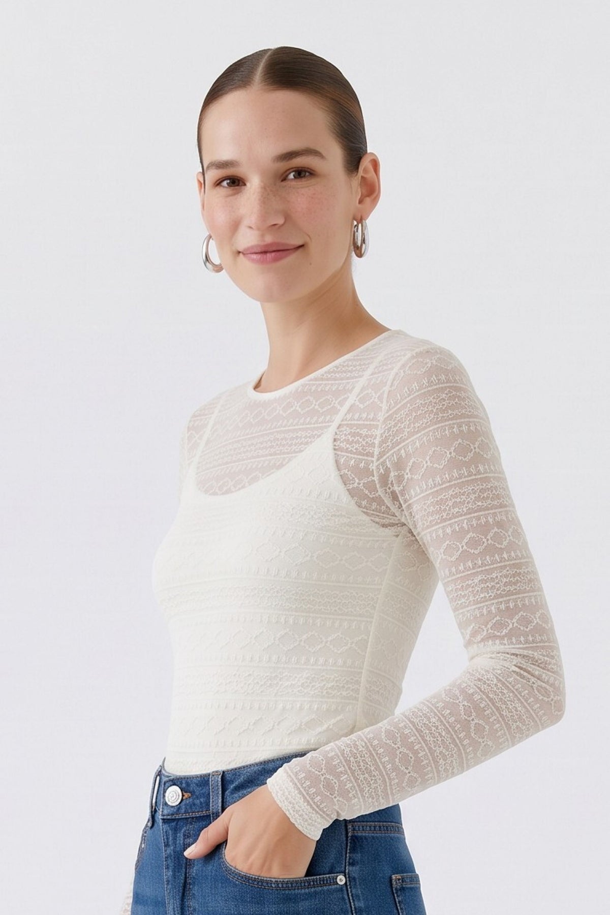 Langarmshirt Spitze