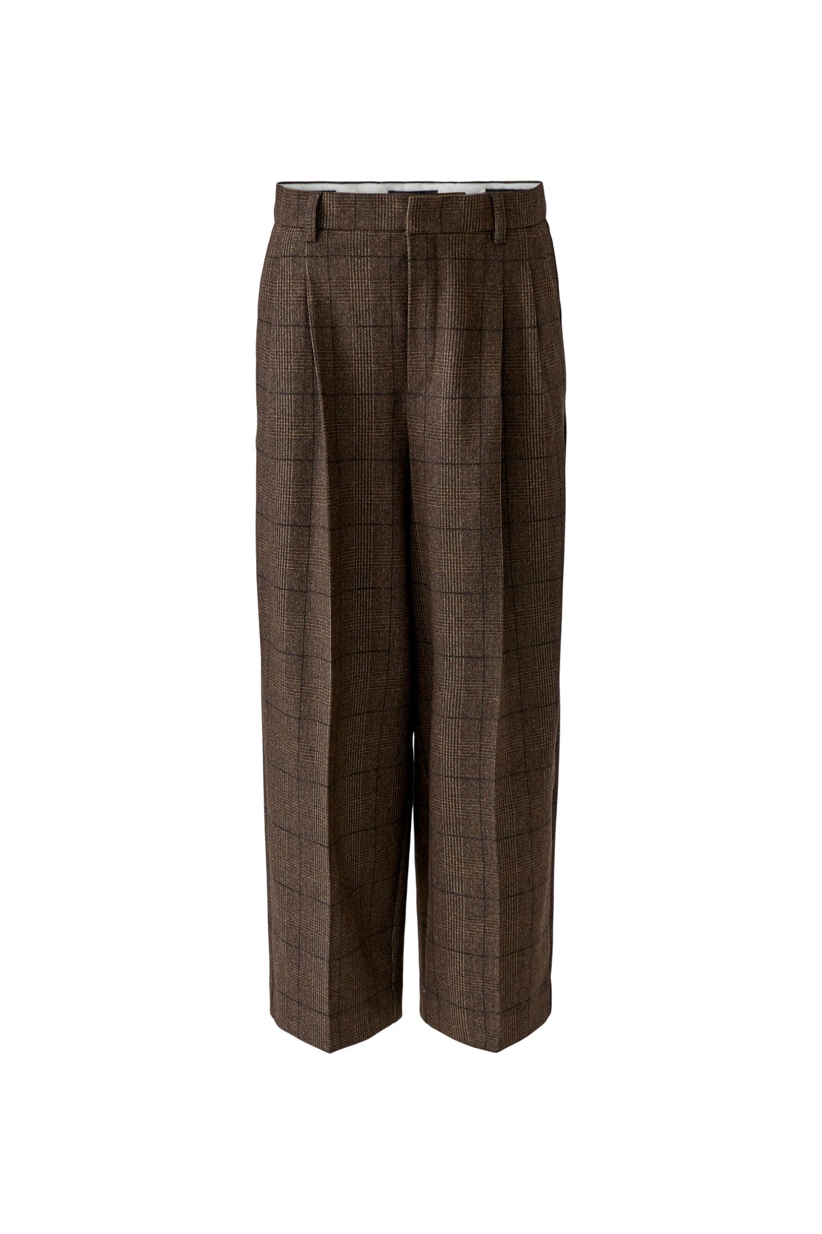 Bundfaltenhose in Braun kariert
