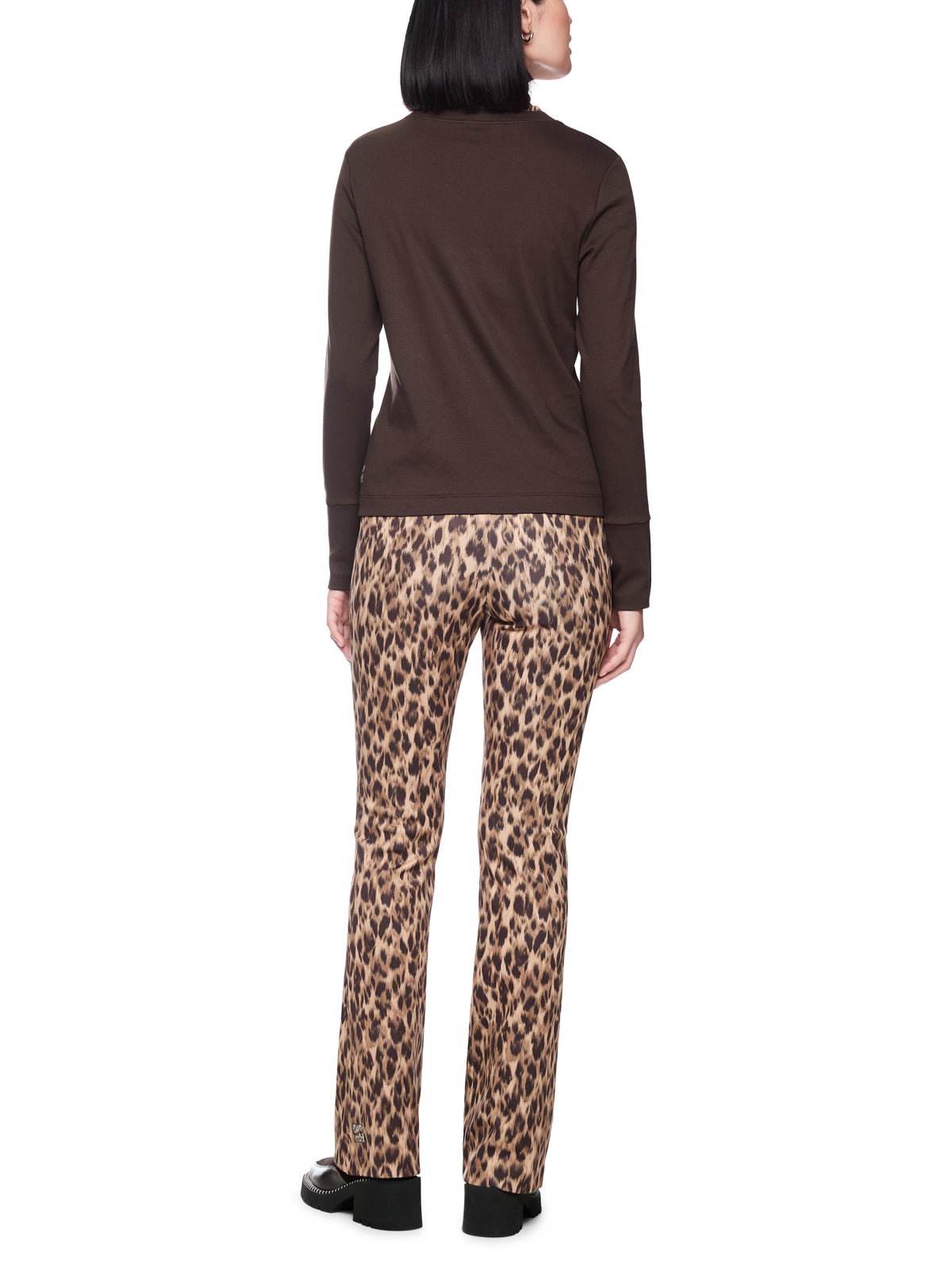 Langarm Rippshirt mit Leo-Rollkragen