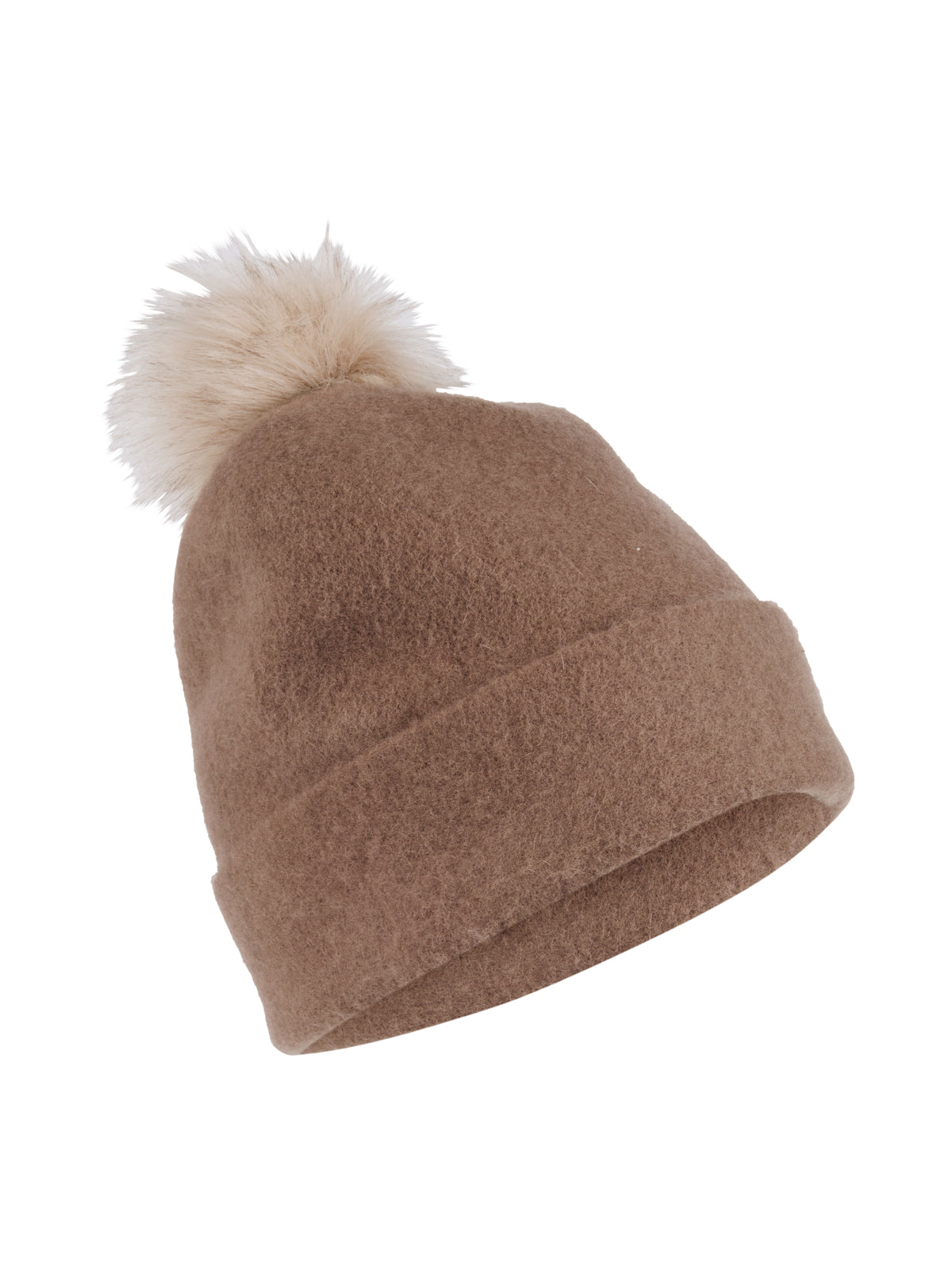 Filzmütze mit Fake Fur Pompon