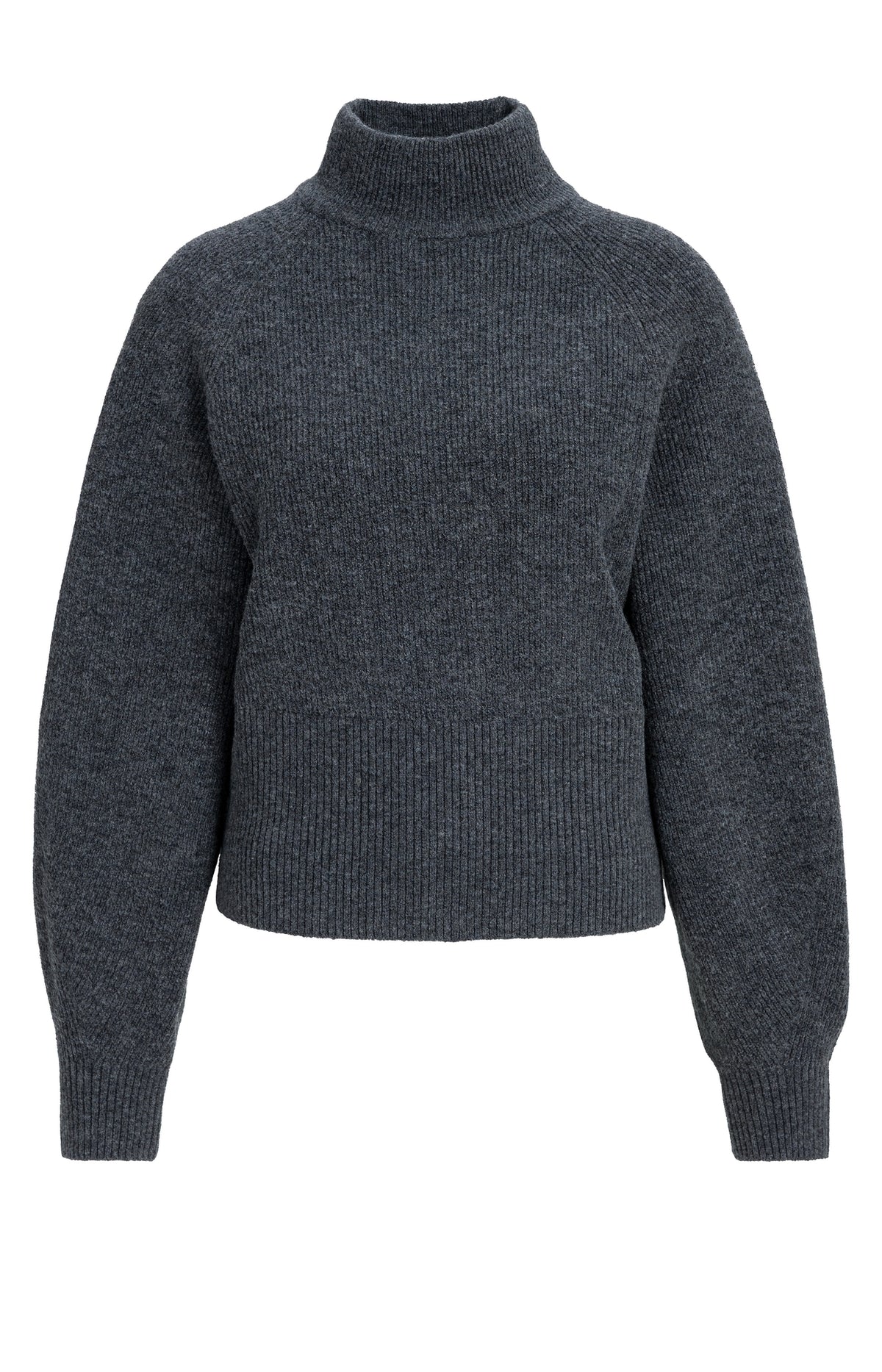 Gestrickter Rollkragenpullover mit Fledermausärmeln
