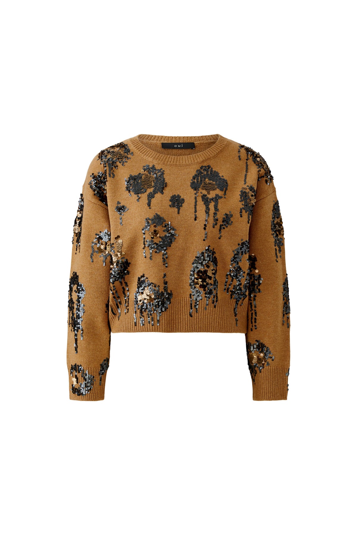Pullover mit Pailletten im Leolook aufgestickt