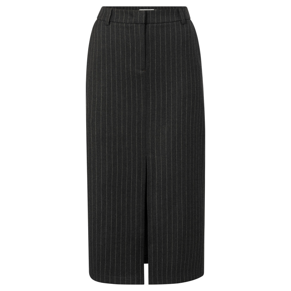 Soft woven pinstripe midi skir