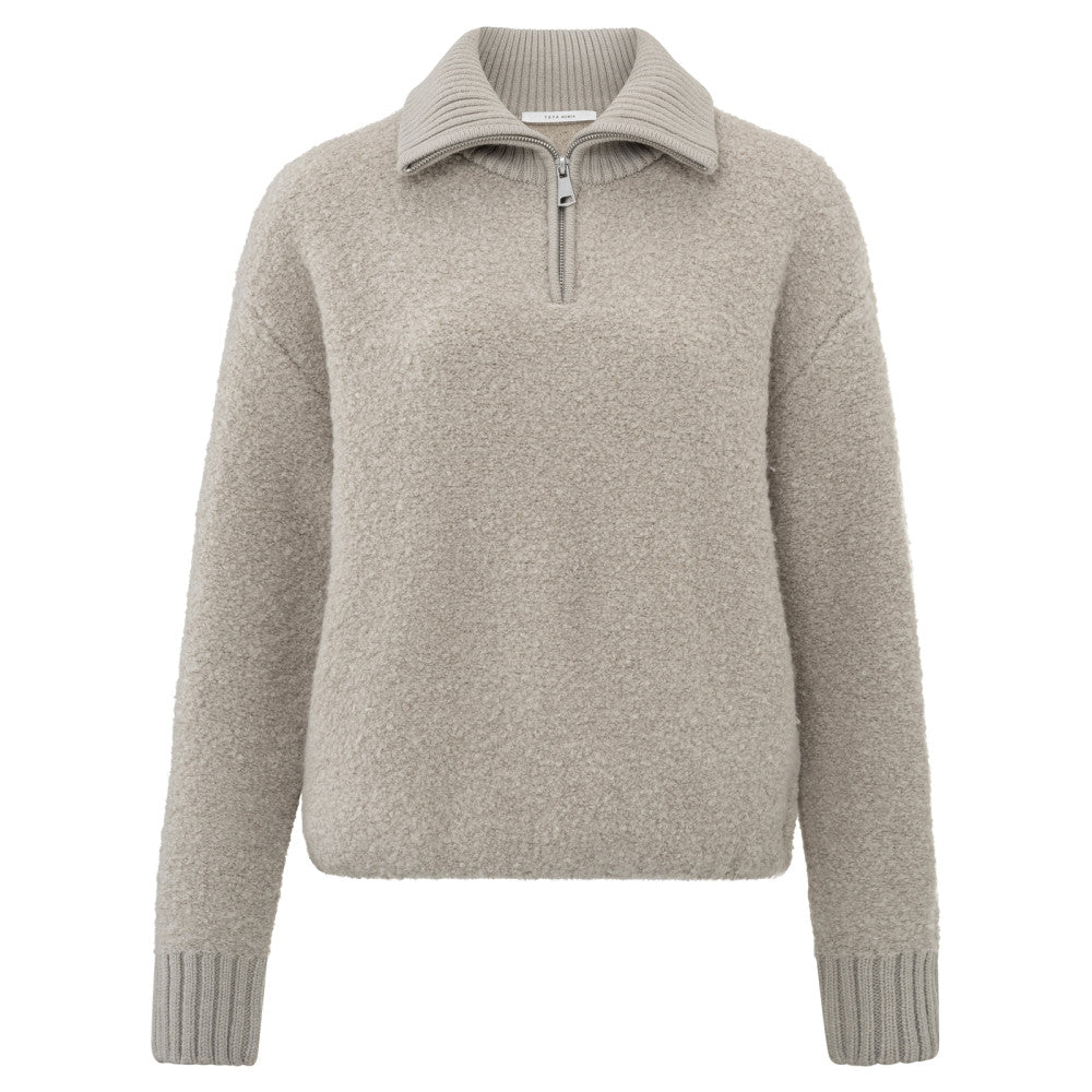 Boucle sweater with rib detail