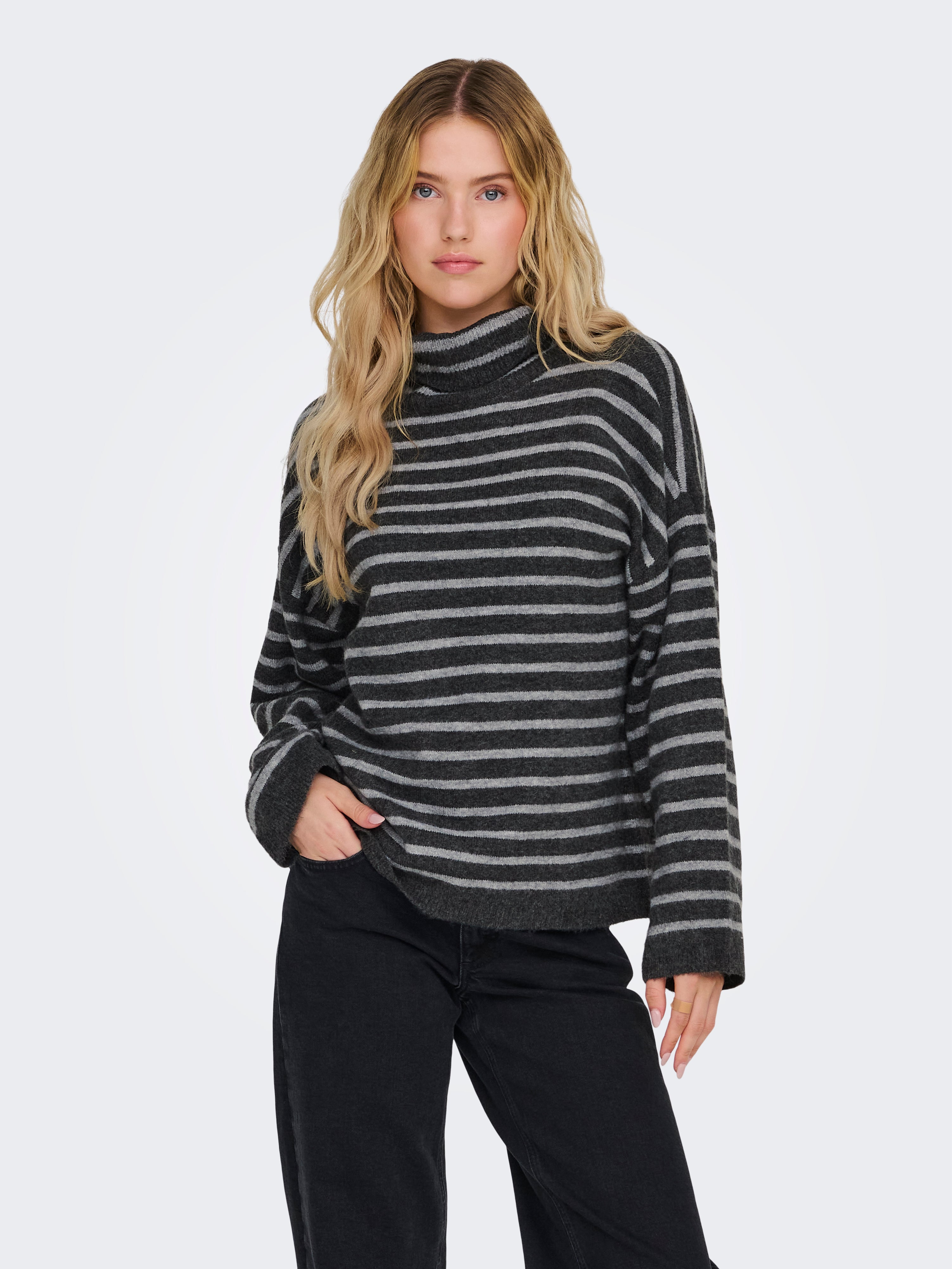 ONLTALIO LS STRIPE ROLLNECK BF KNT