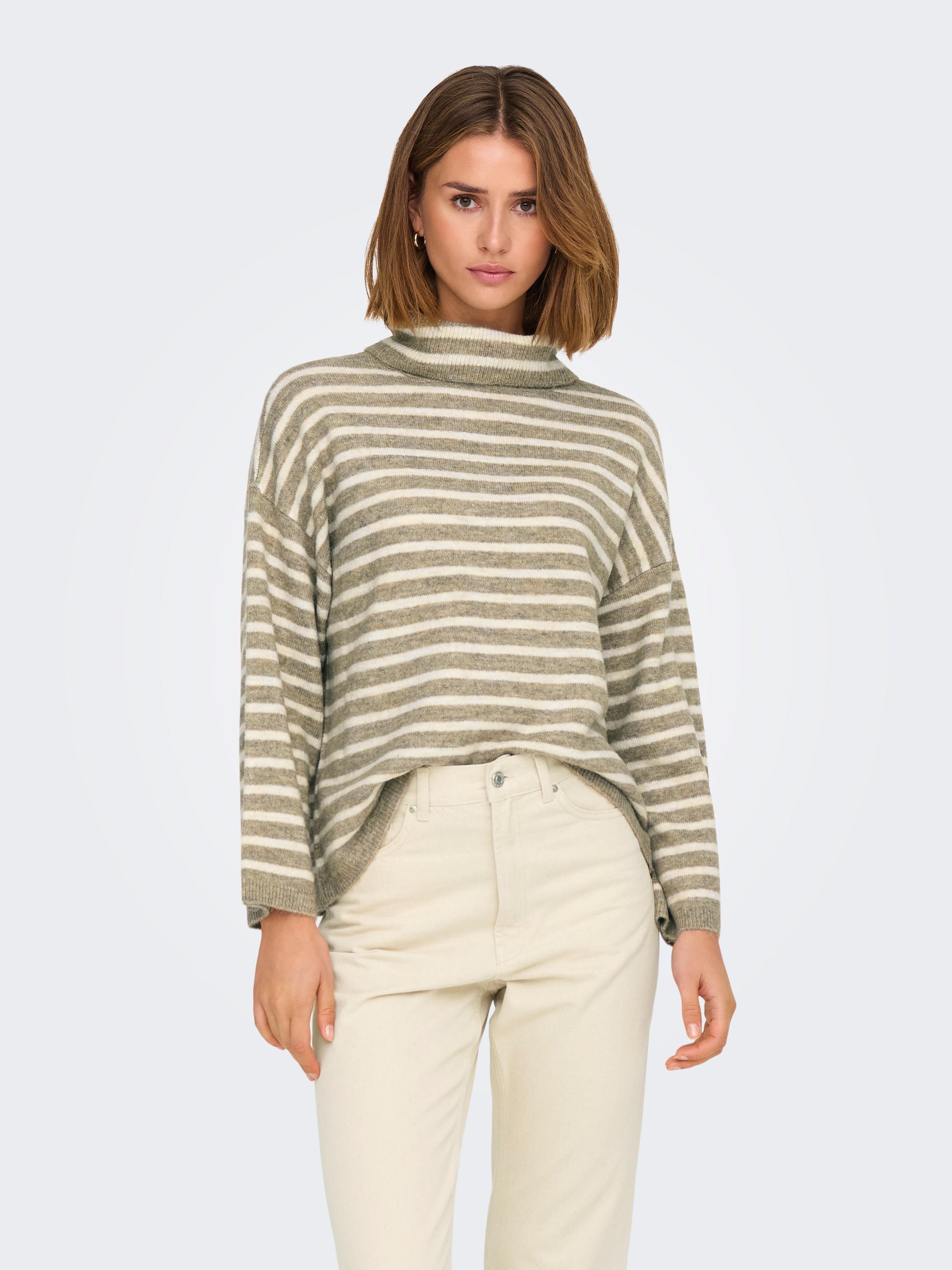 ONLTALIO LS STRIPE ROLLNECK BF KNT