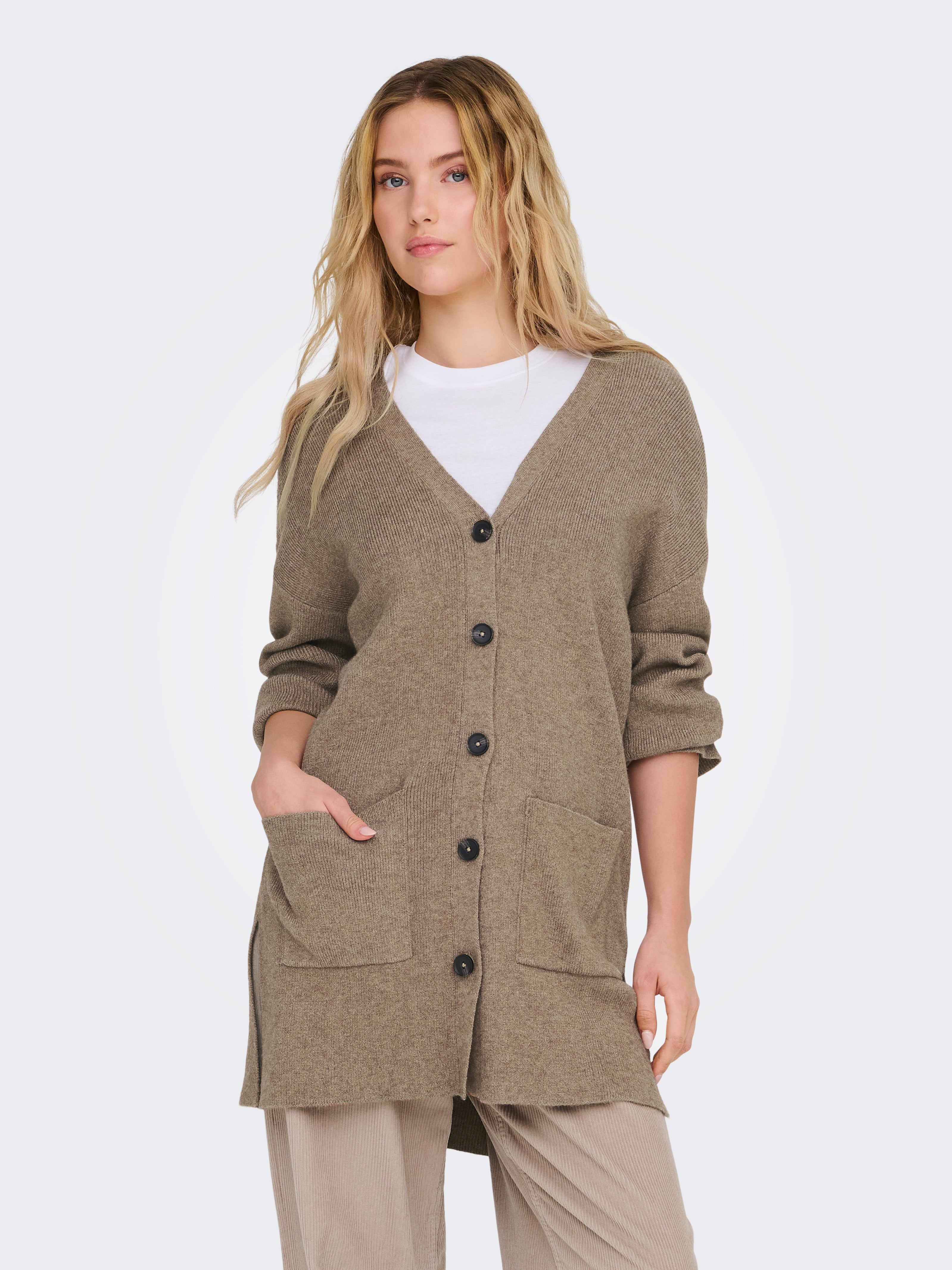 ONLKATIA LS RIB V LOOSE CARDIGAN CC KNT