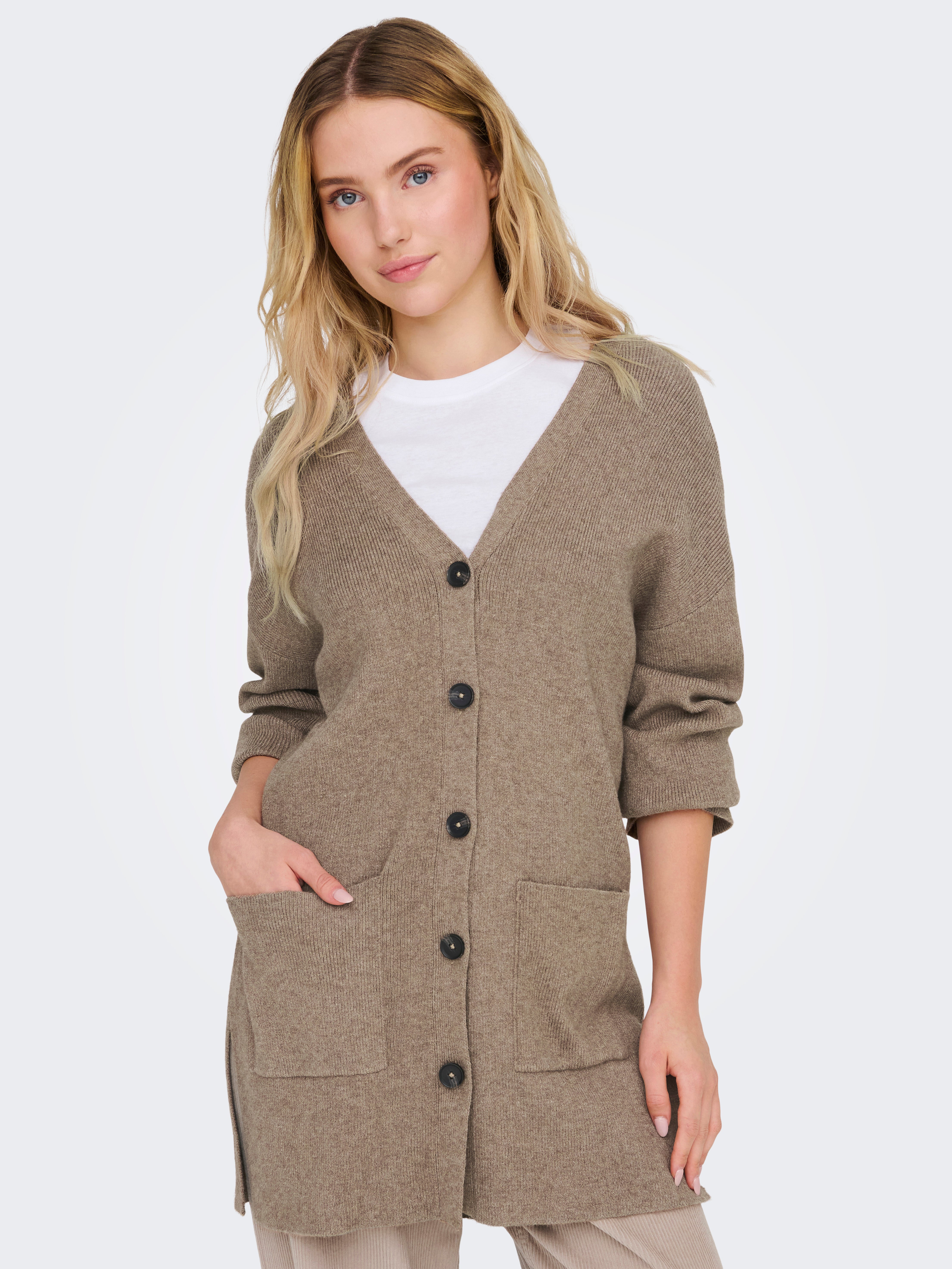 ONLKATIA LS RIB V LOOSE CARDIGAN CC KNT