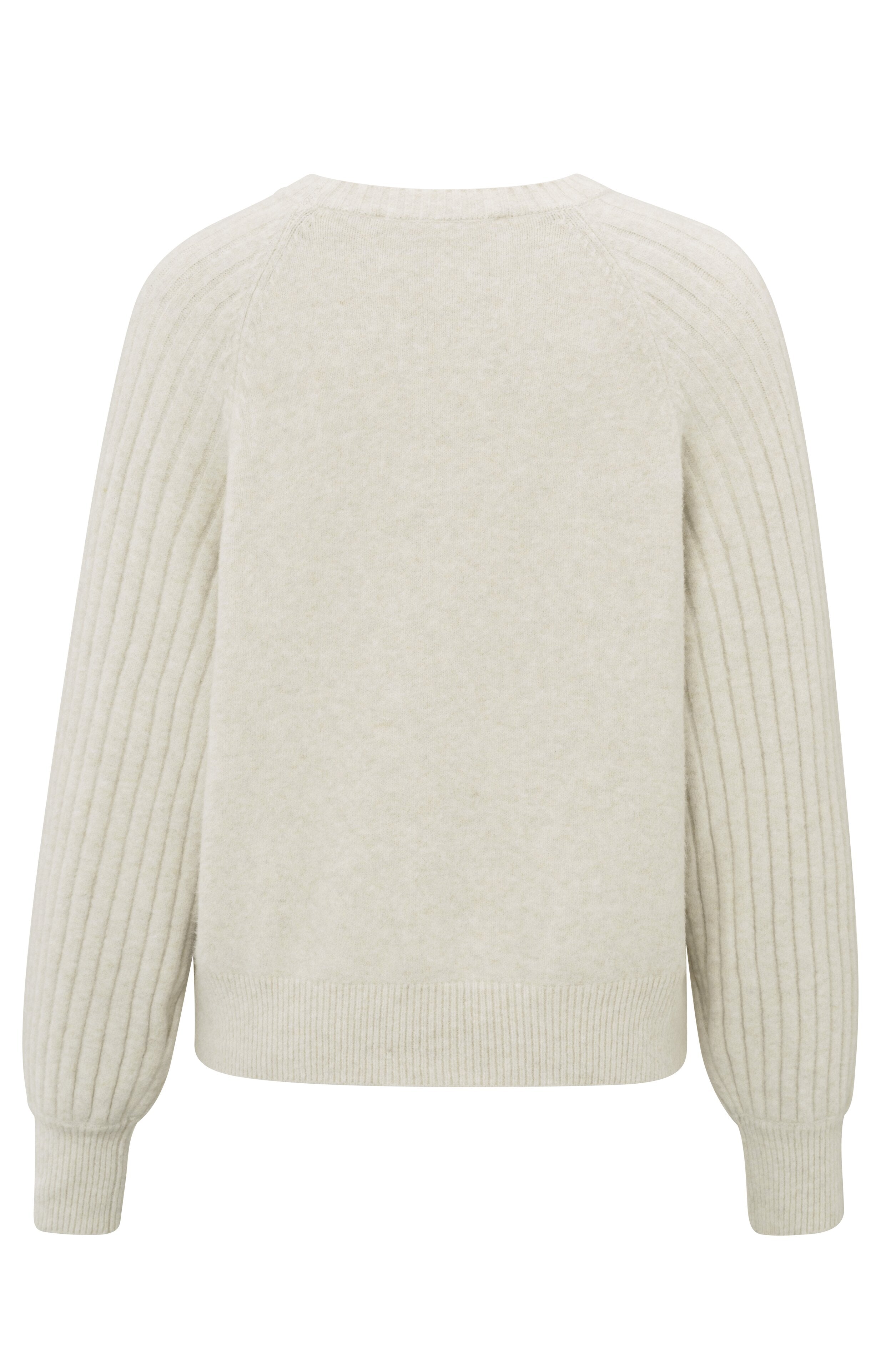 Rib mixed sweater ls