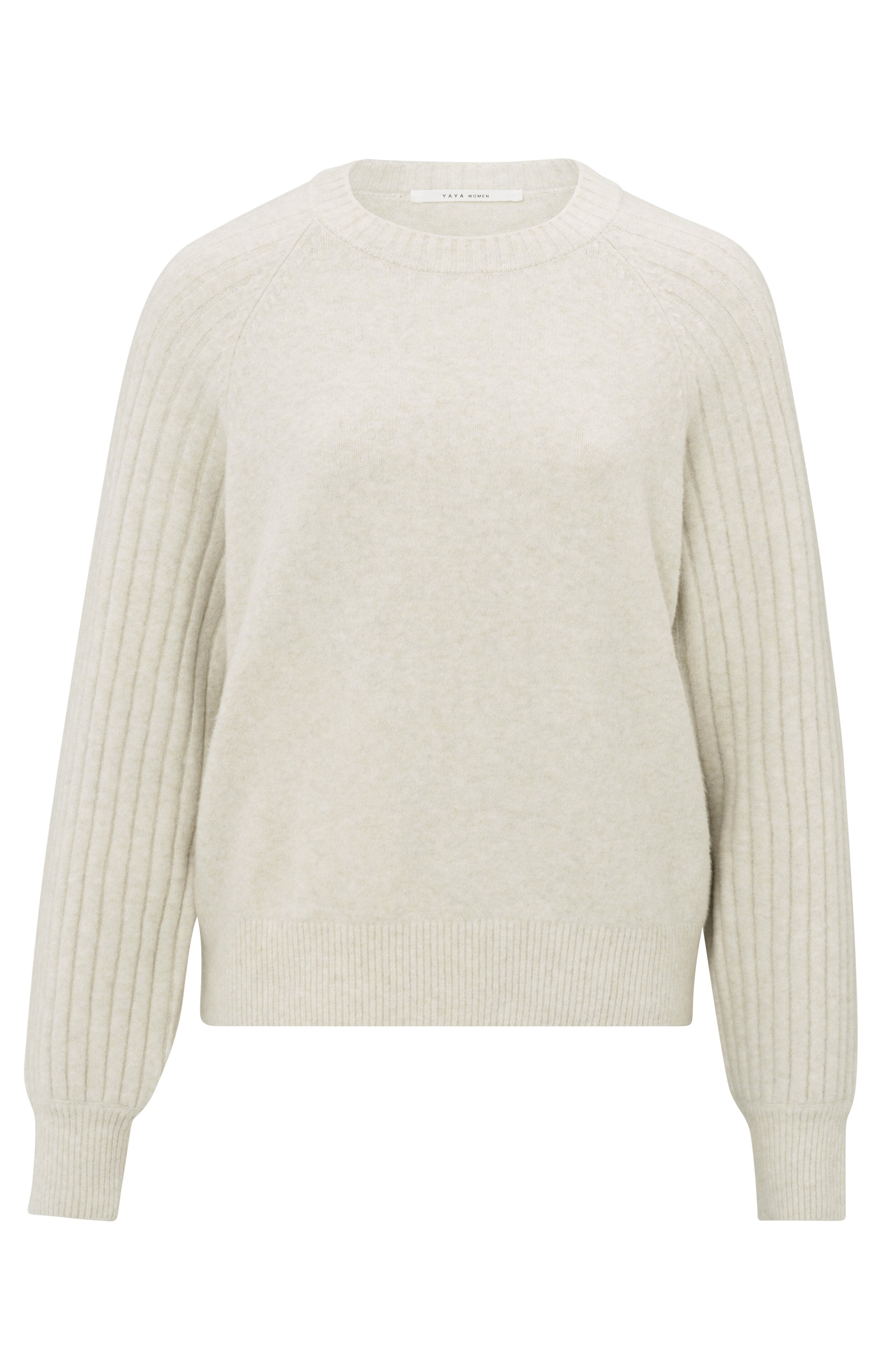 Rib mixed sweater ls