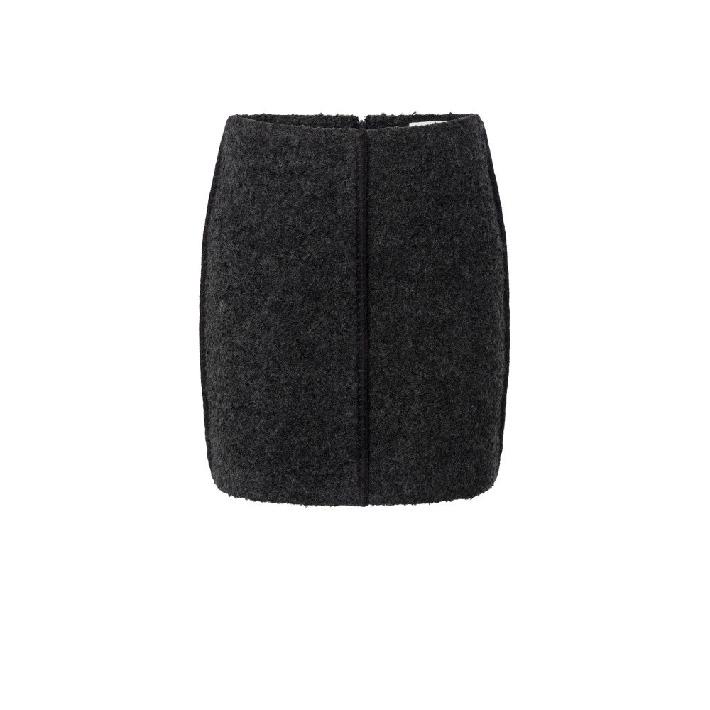 Wool mix mini skirt with stitc