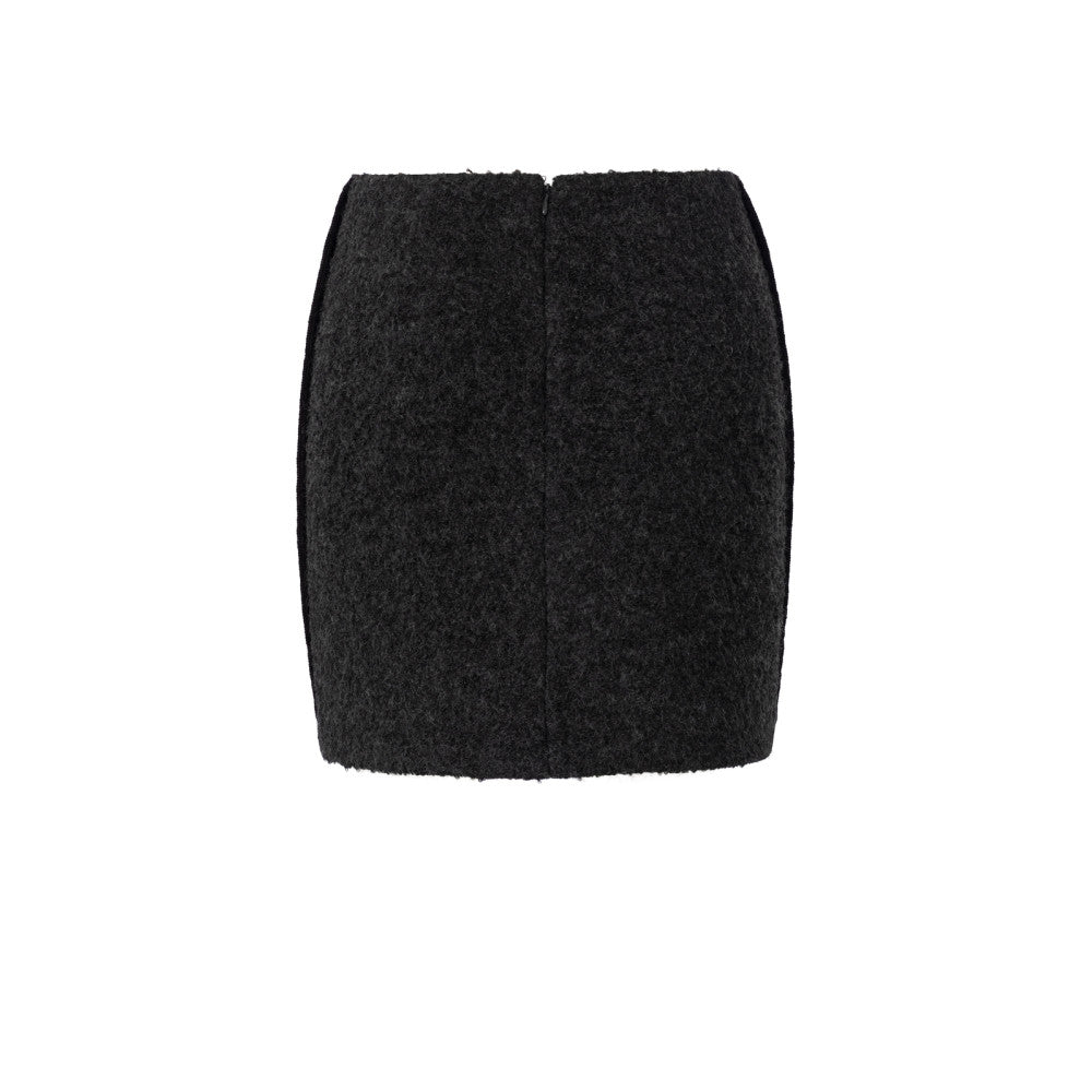 Wool mix mini skirt with stitc