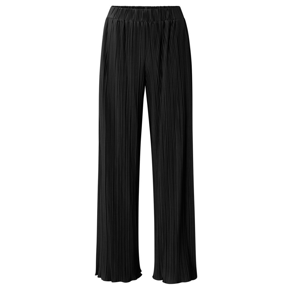 Jersey plisse wide leg trouser