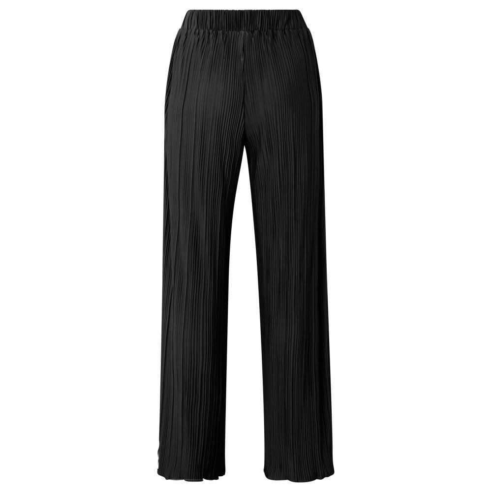 Jersey plisse wide leg trouser