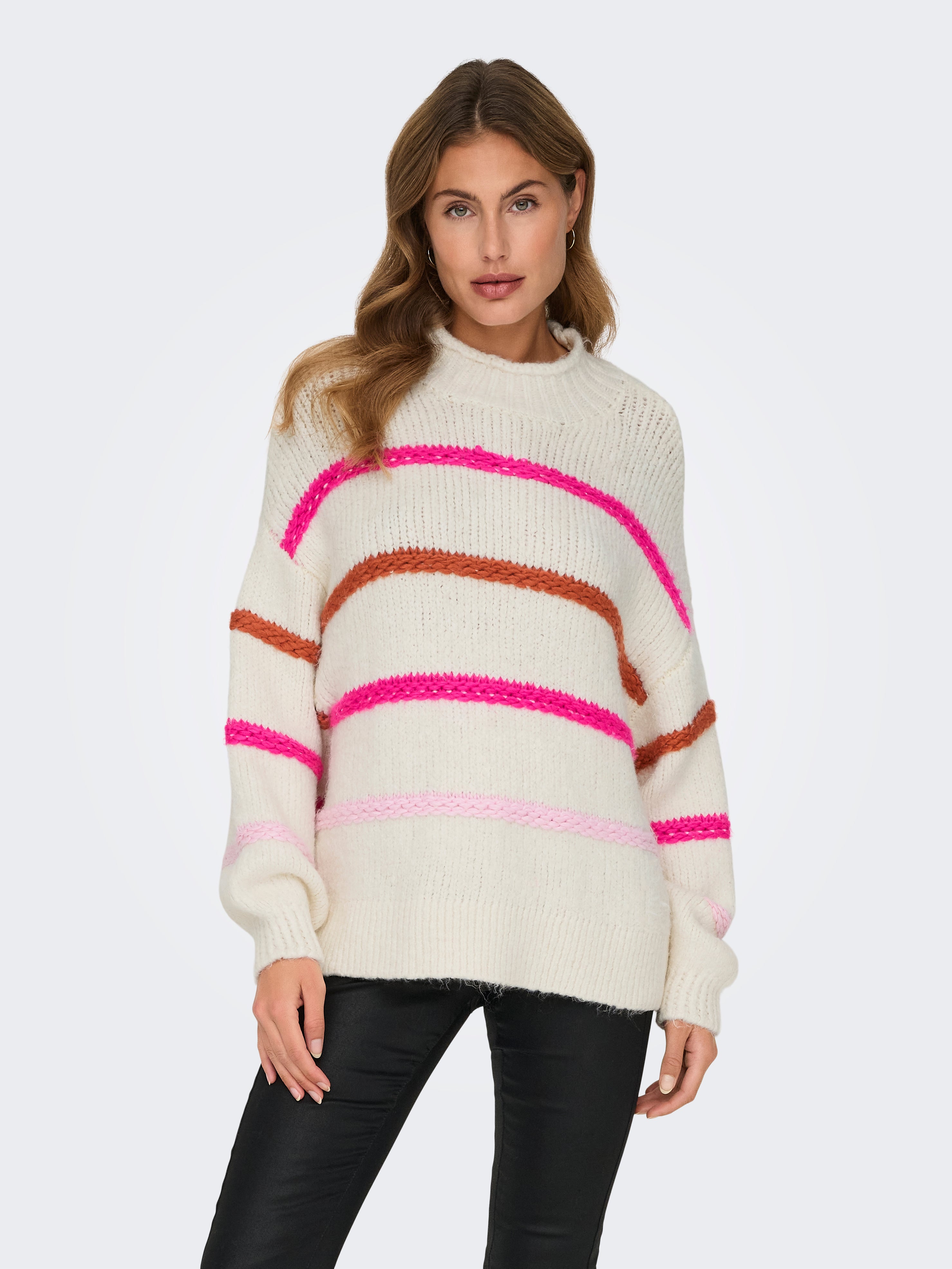 ONLMY LS STRIPE HIGH NECK KNT