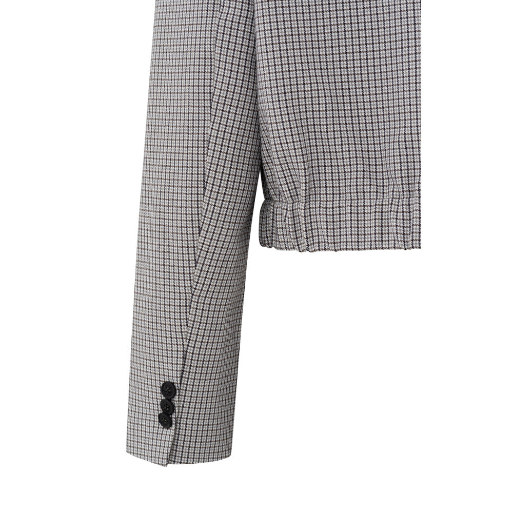 Woven checked short blazer jac