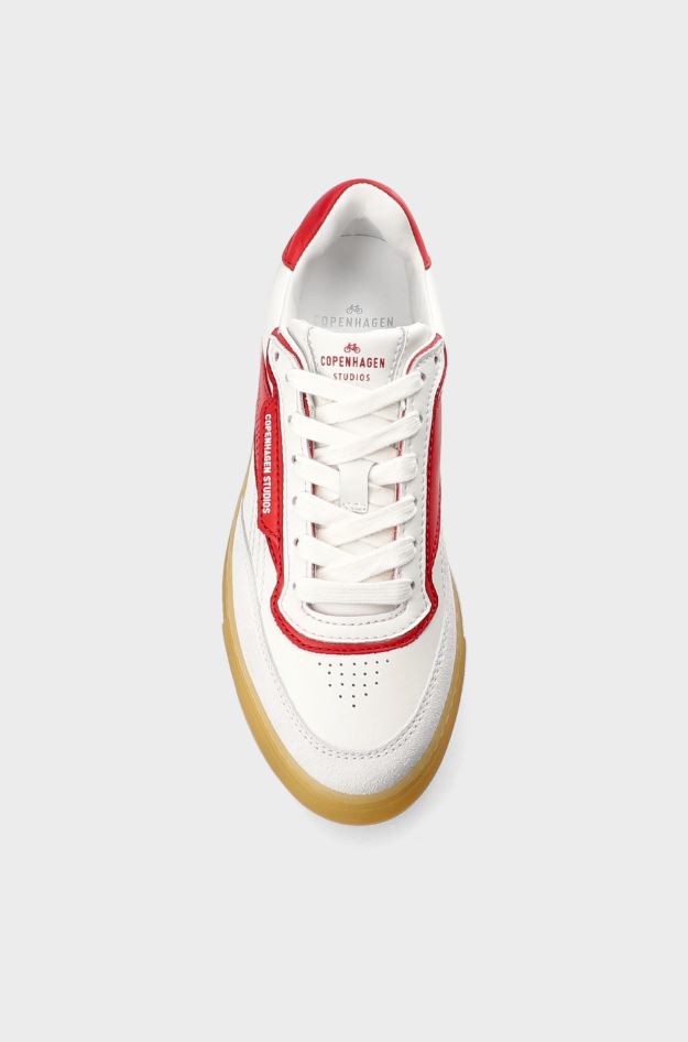 leather mix white/red