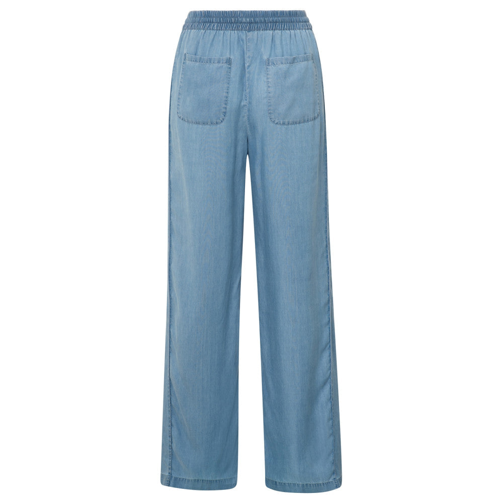Chambray wide leg trousers wit
