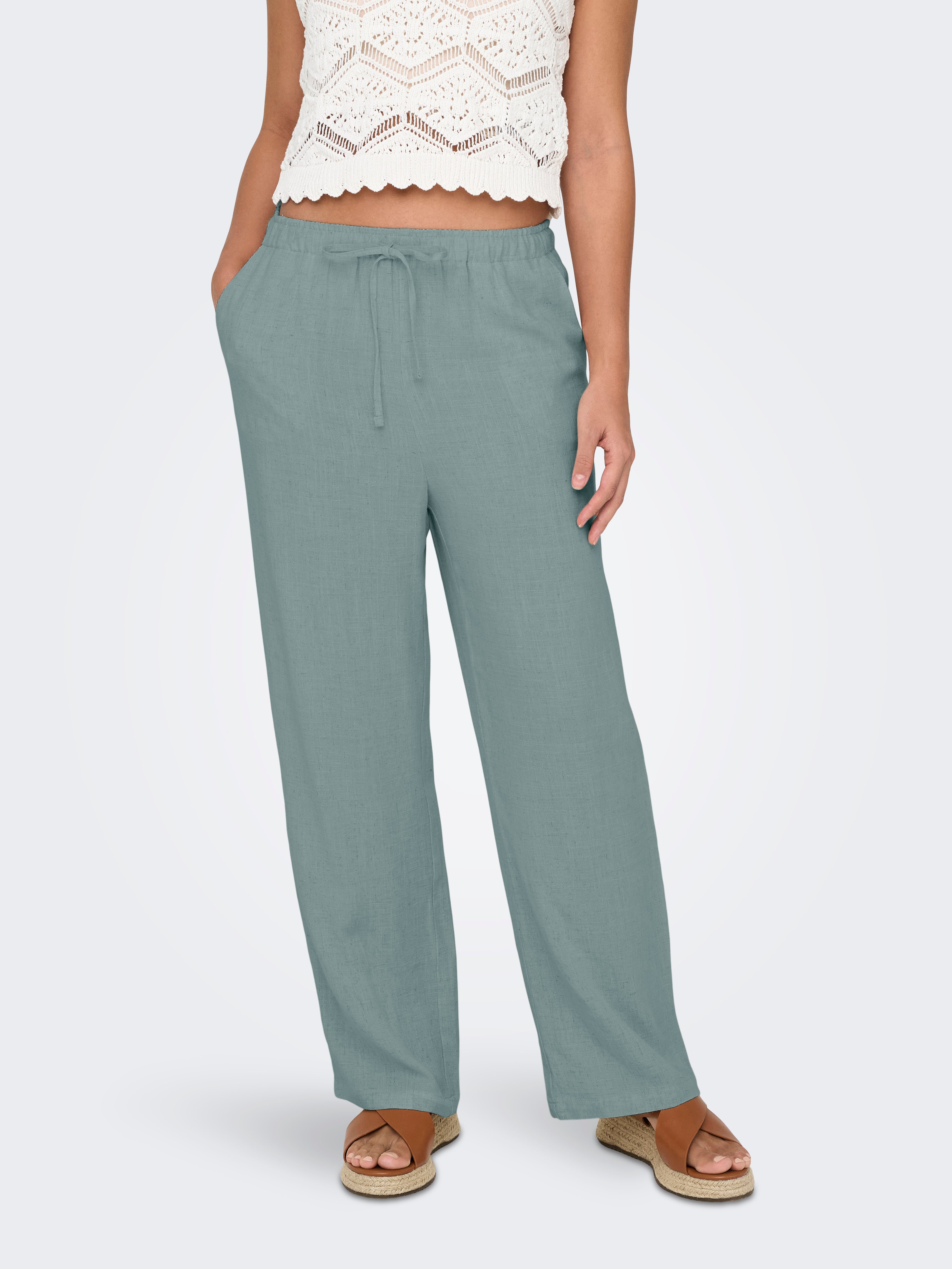 ONLSIESTA MW PULL-UP LINEN BL PNT NOOS