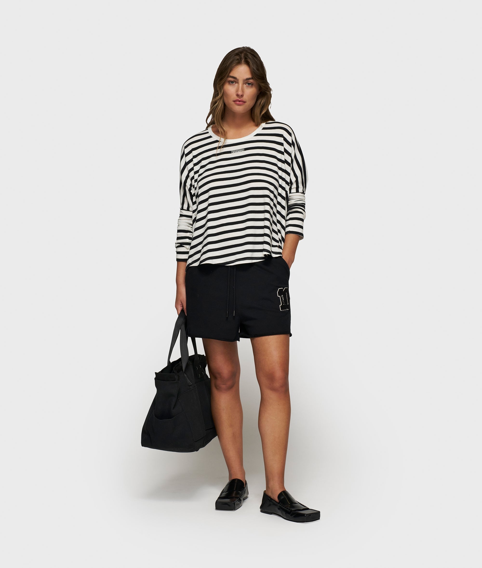 10Days Sweatshirt loose long sleeve tee modal stripes