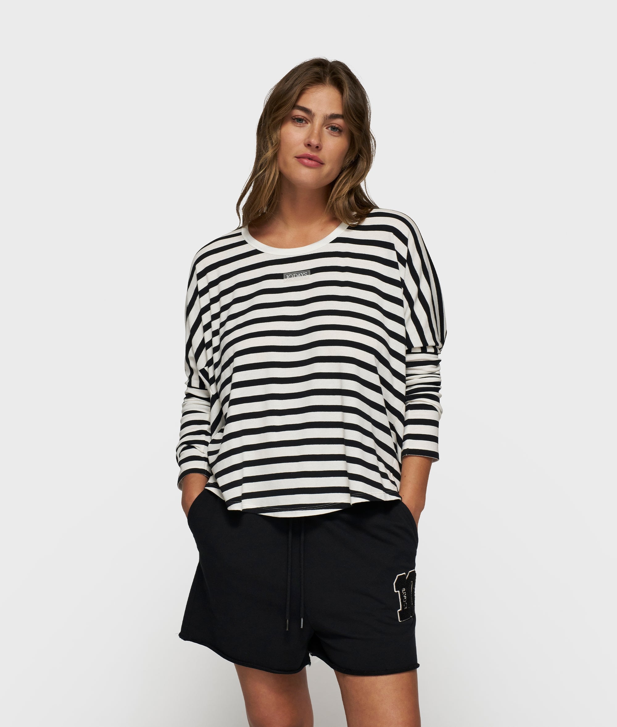10Days Sweatshirt loose long sleeve tee modal stripes