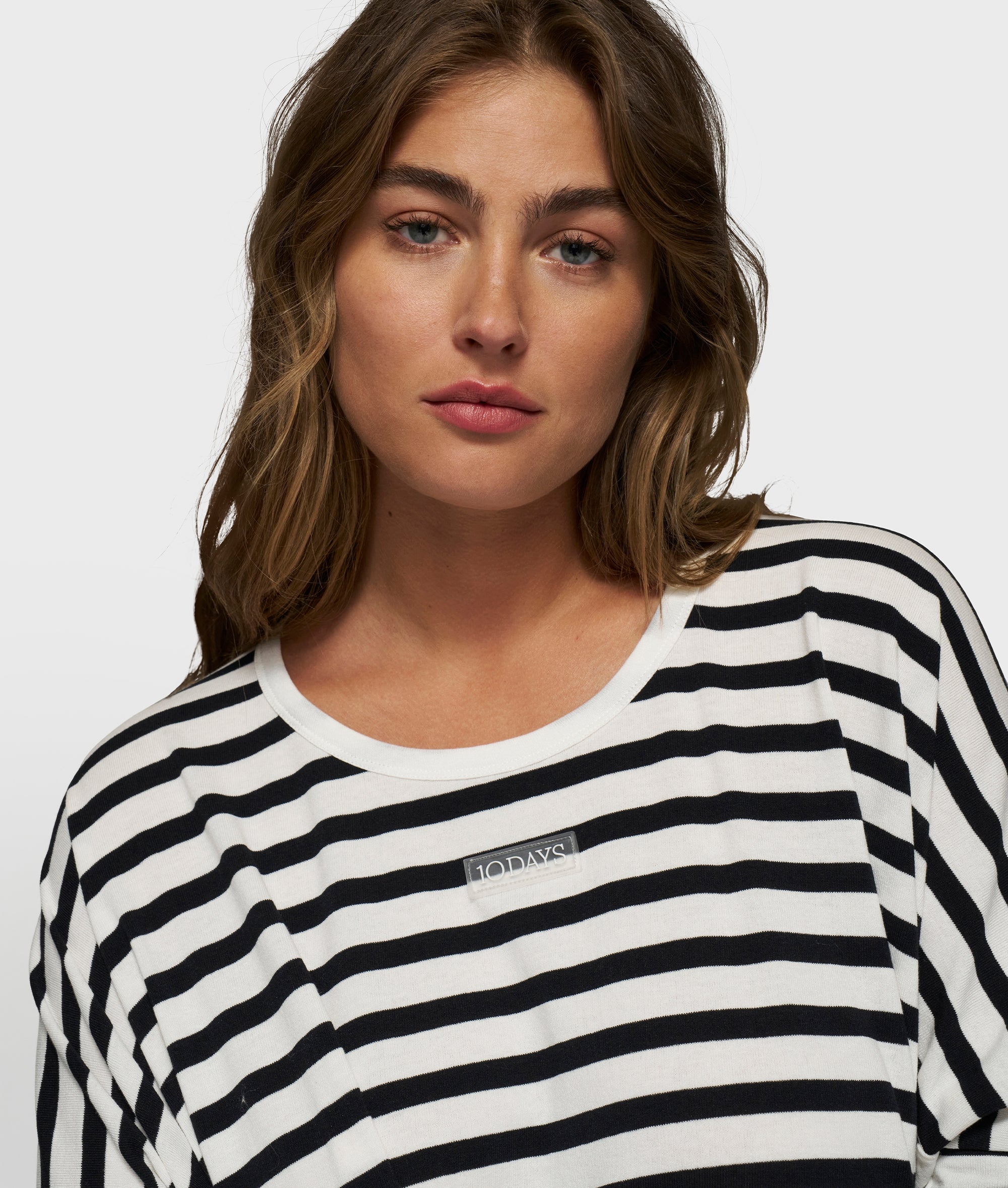 10Days Sweatshirt loose long sleeve tee modal stripes