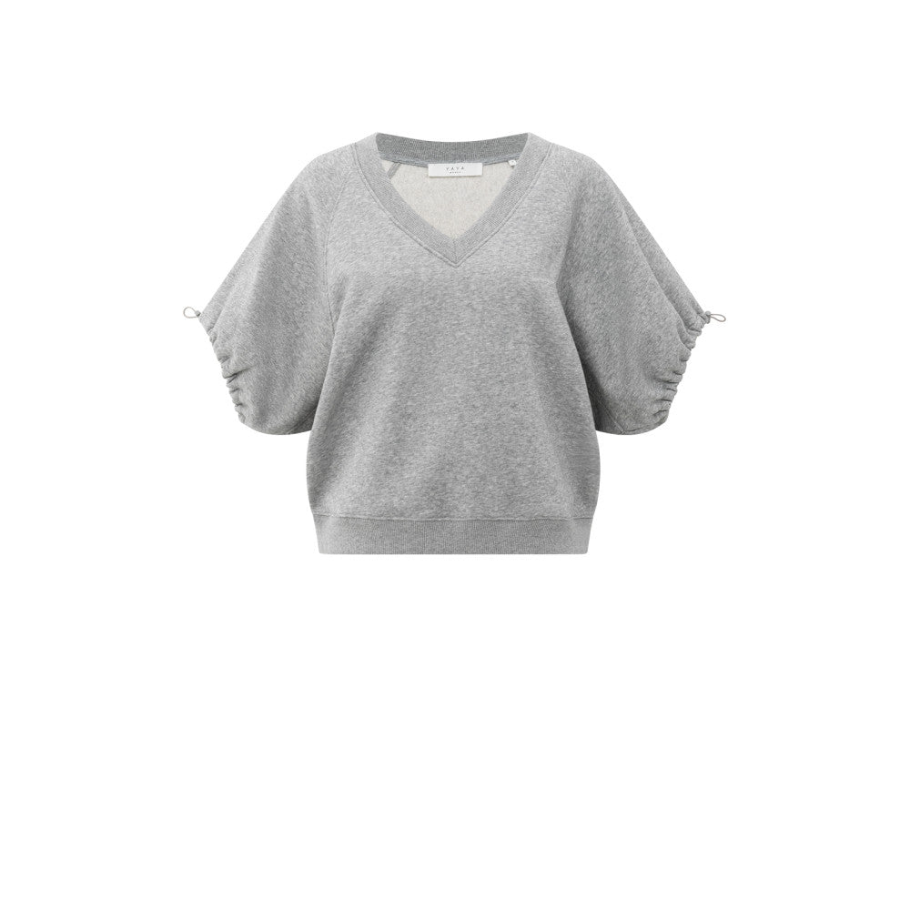 Yaya Sweatshirt mit V-Ausschnitt und verstellbaren Kordelzügen