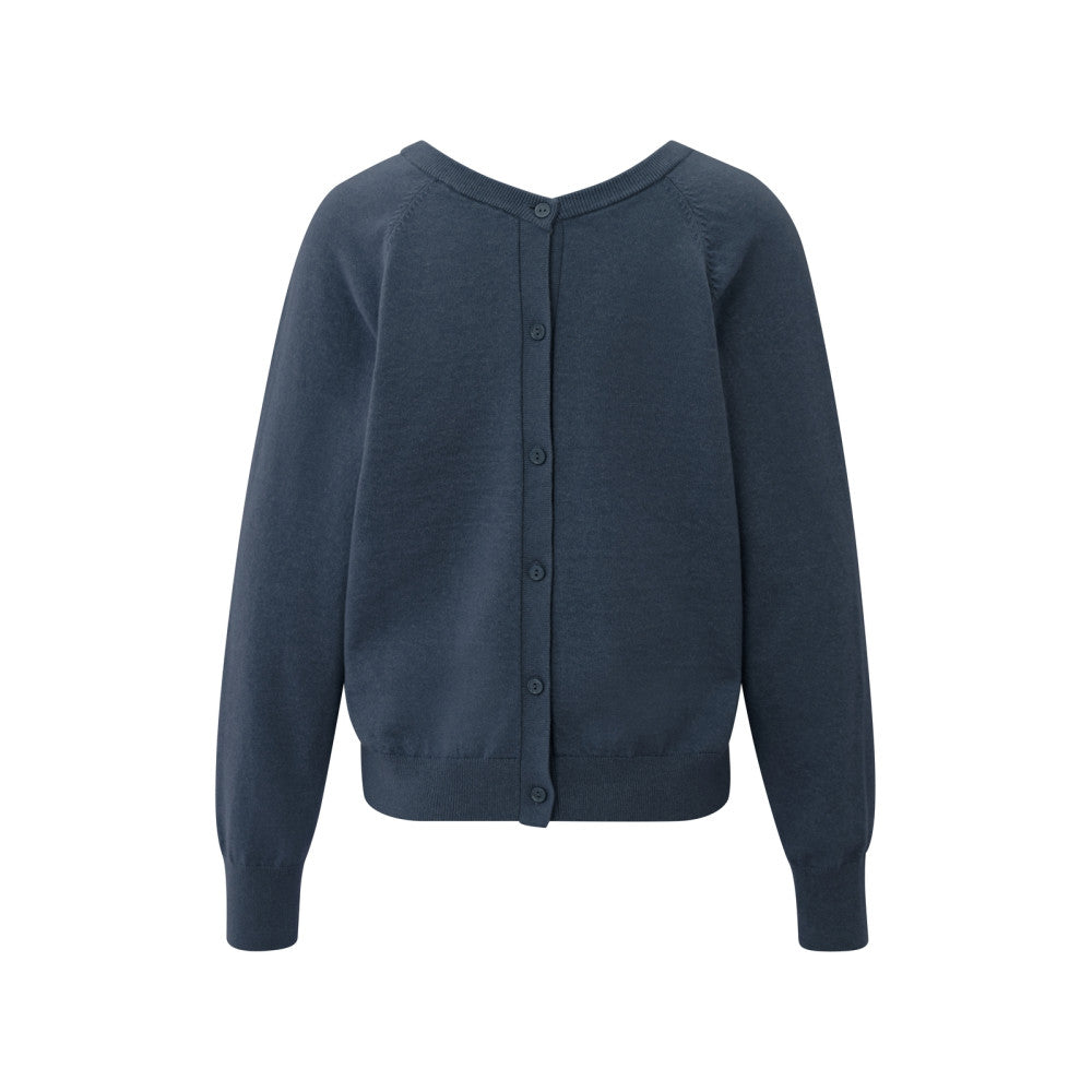 Yaya Pullover mit doppeltem V-Ausschnitt und Knopfdetail hinten