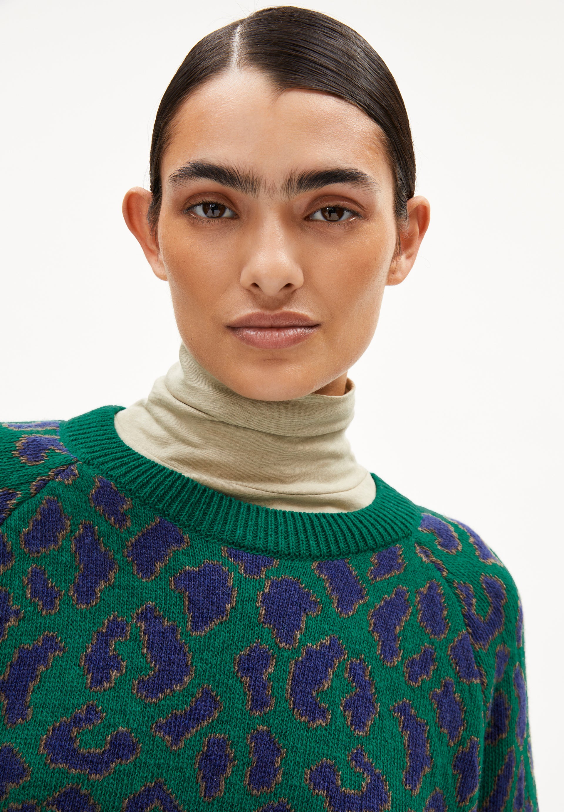 Armedangels r DILIRIAA LEOPAA-Pullover aus grobem Strick mit Jacquard-Print