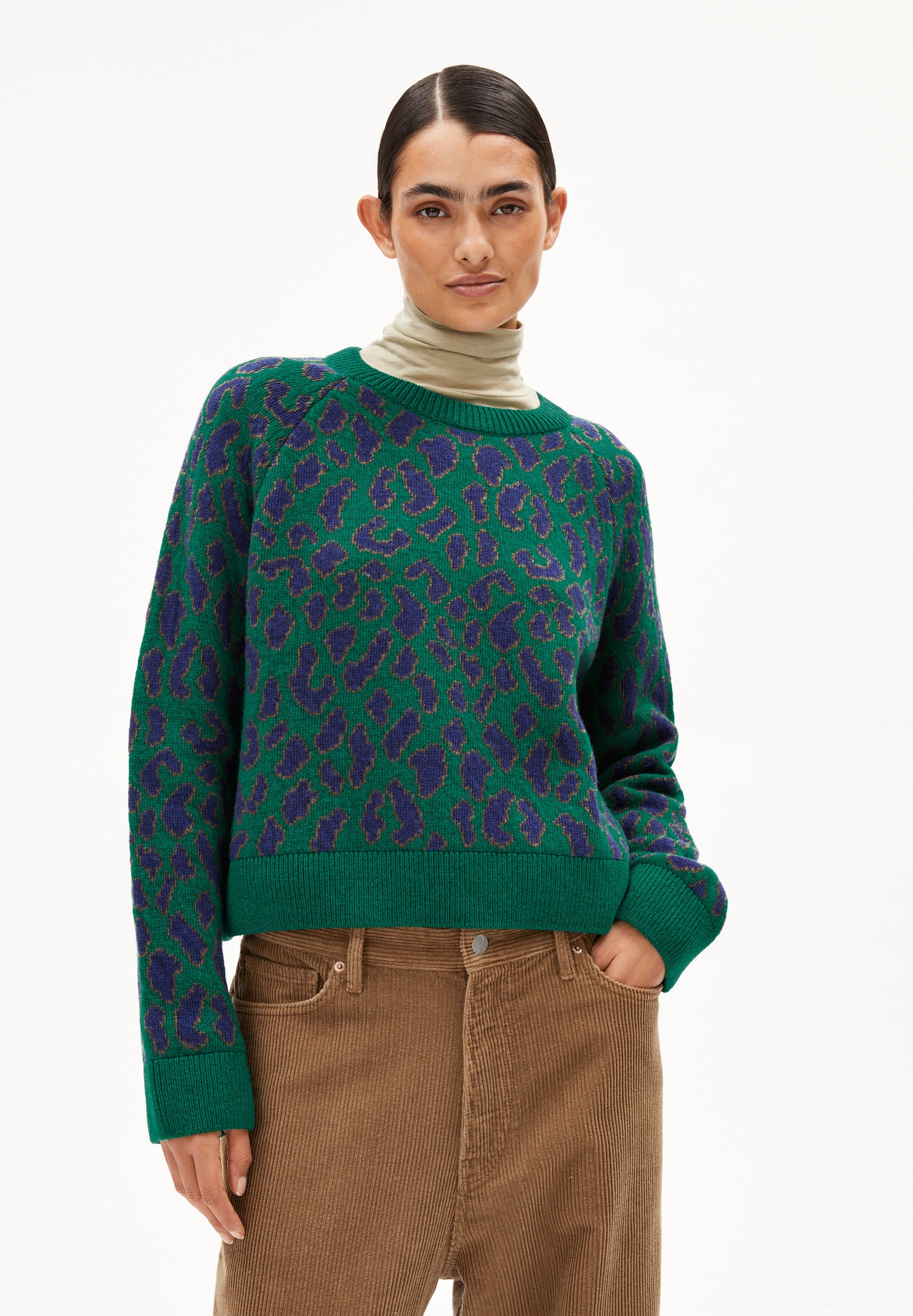 Armedangels r DILIRIAA LEOPAA-Pullover aus grobem Strick mit Jacquard-Print